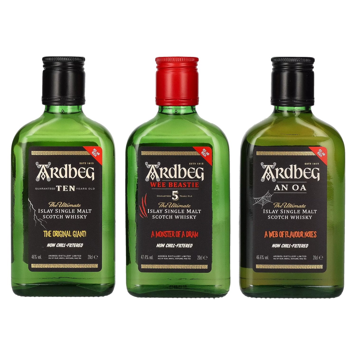 ardbeg monsters of smoke Buy Ardbeg The Three MONSTERS OF SMOKE 46,7% Vol. 3x0,2l in Giftbox – Scotch Whisky – Mydrinx.shop
