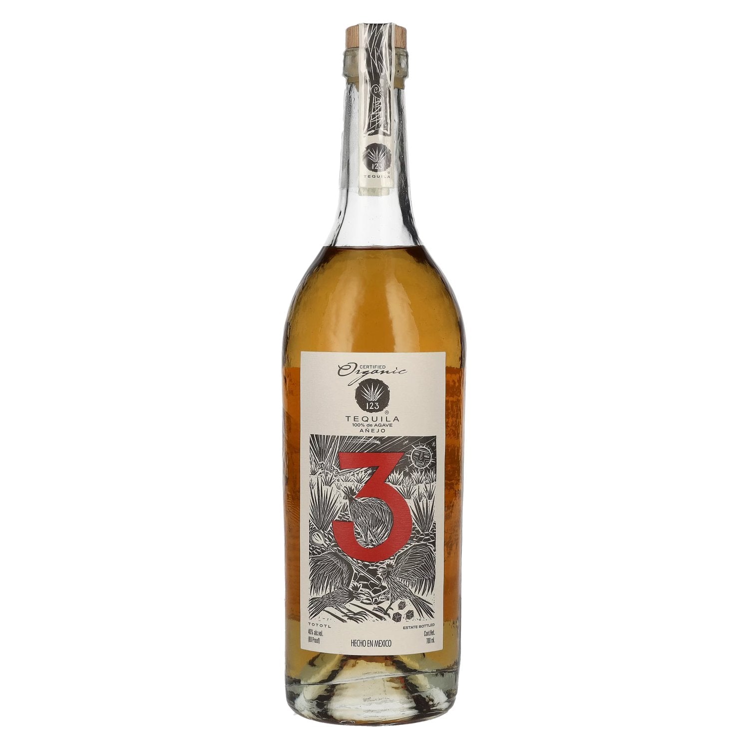 Tequila 123 TRES Anejo 100% de Agave Organic 40% Vol. 0,7l