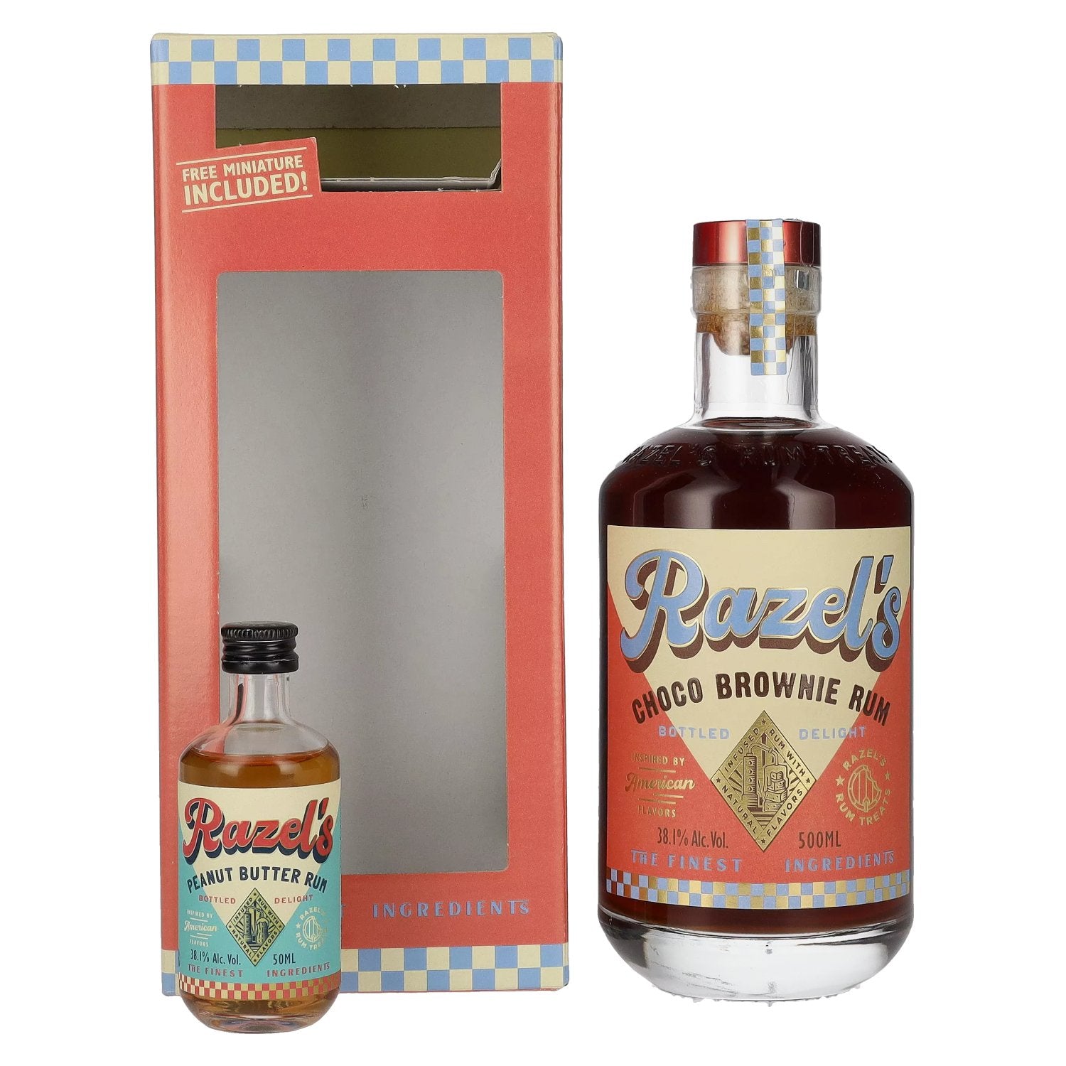 Razel's Choco Brownie Spirit Drink 38,1% Vol. 0,5l in Giftbox with Miniatur 0,05l