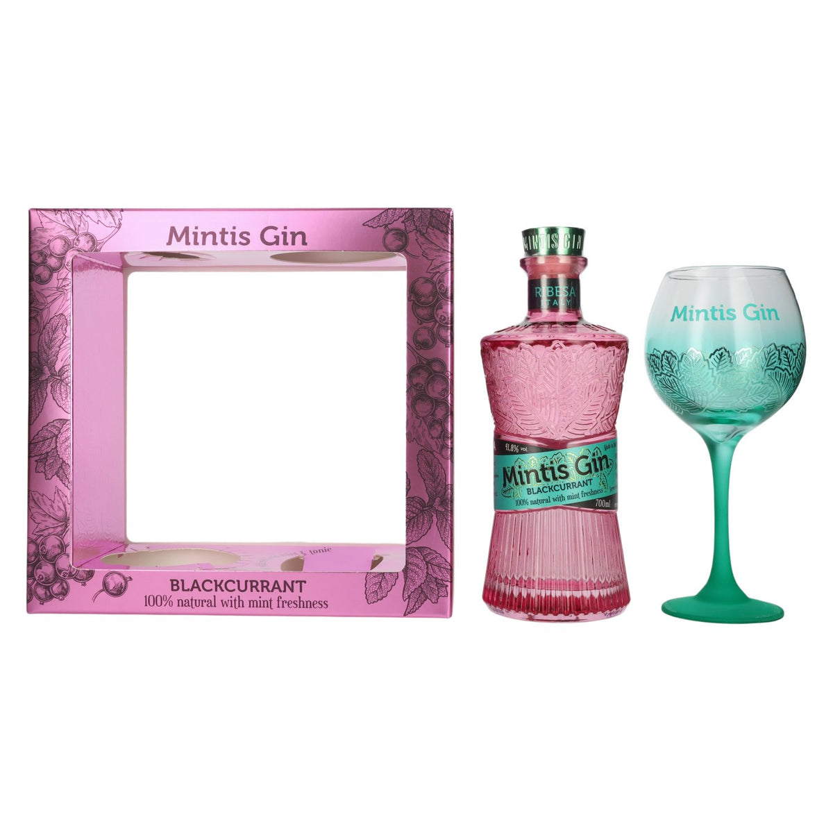 Mintis BLACKCURRANT Gin 41,8% Vol. 0,7l in Giftbox with glass