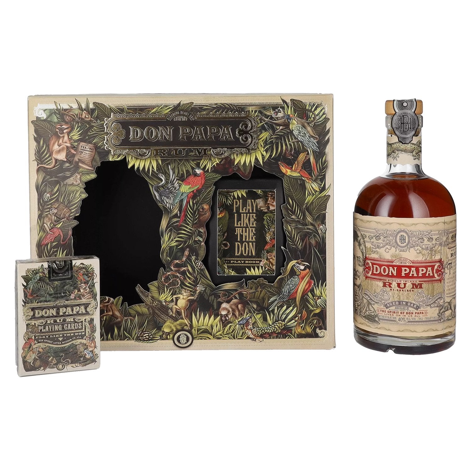 Don Papa 7 Years Old Single Island Rum 40% Vol. 0,7l in Giftbox with Spielkarten