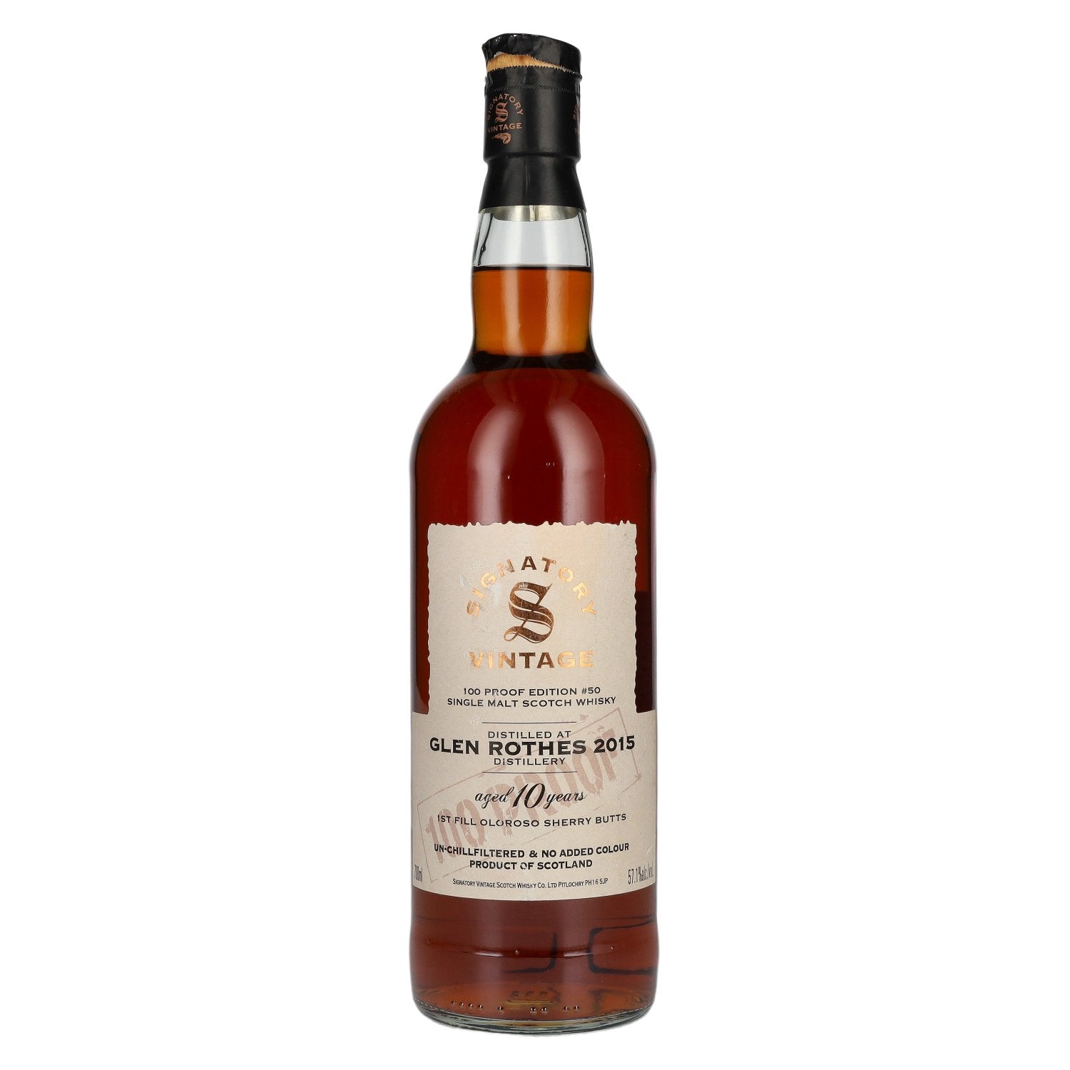 Signatory Vintage 100 Proof Edition GLEN ROTHES 10 Years Old Single Malt #50 2015 57,1% Vol. 0,7l