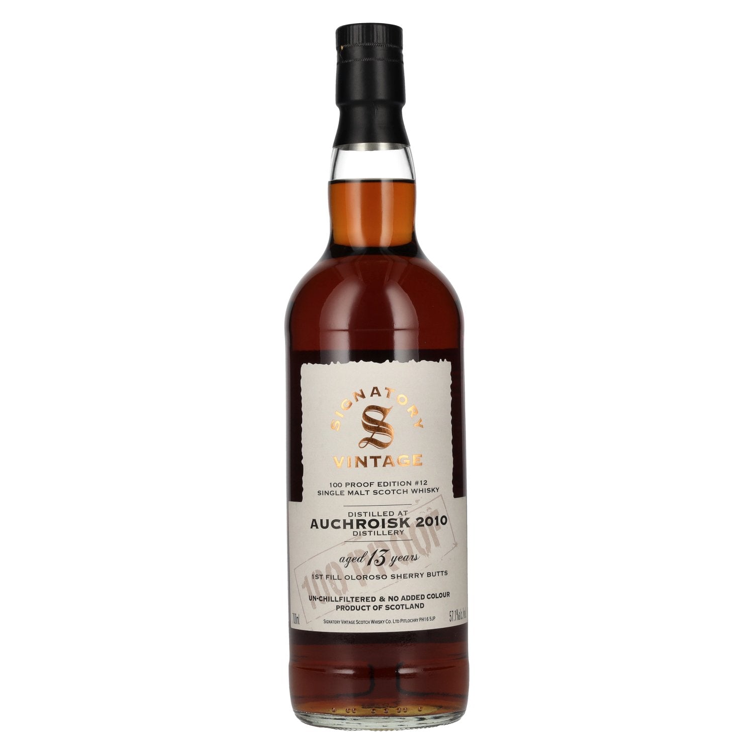 Signatory Vintage 100 Proof Edition AUCHROISK 13 Years Old Single Malt #12 2010 57,1% Vol. 0,7l