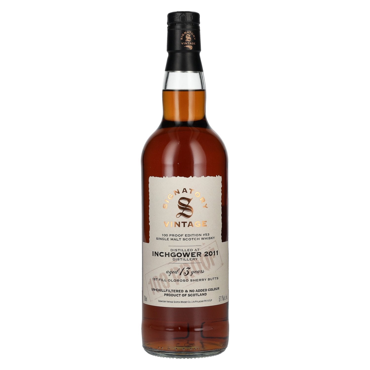 Signatory Vintage 100 Proof Edition INCHGOWER 13 Years Old Single Malt #53 2011 57,1% Vol. 0,7l