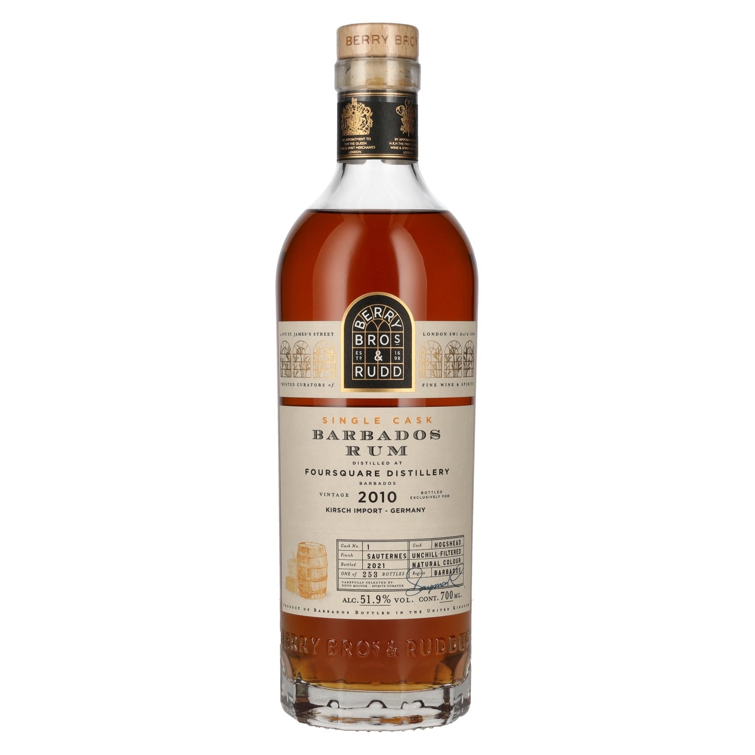 Berry Bros. & Rudd BARBADOS Single Cask Rum 2010 51,9% Vol. 0,7l