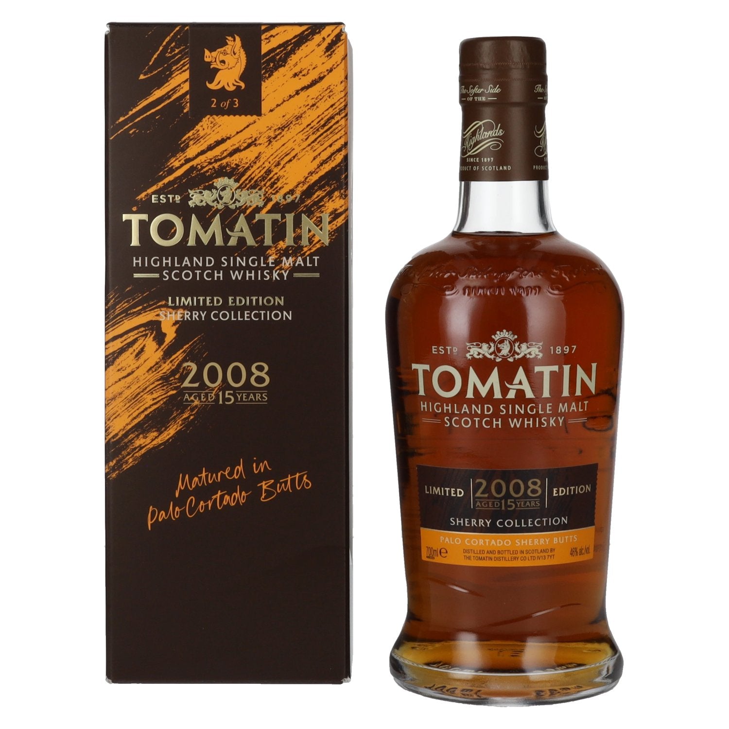 Tomatin 15 Years Old SHERRY COLLECTION Palo Cortado Sherry Butts Limited Edition 2008 46% Vol. 0,7l in Giftbox