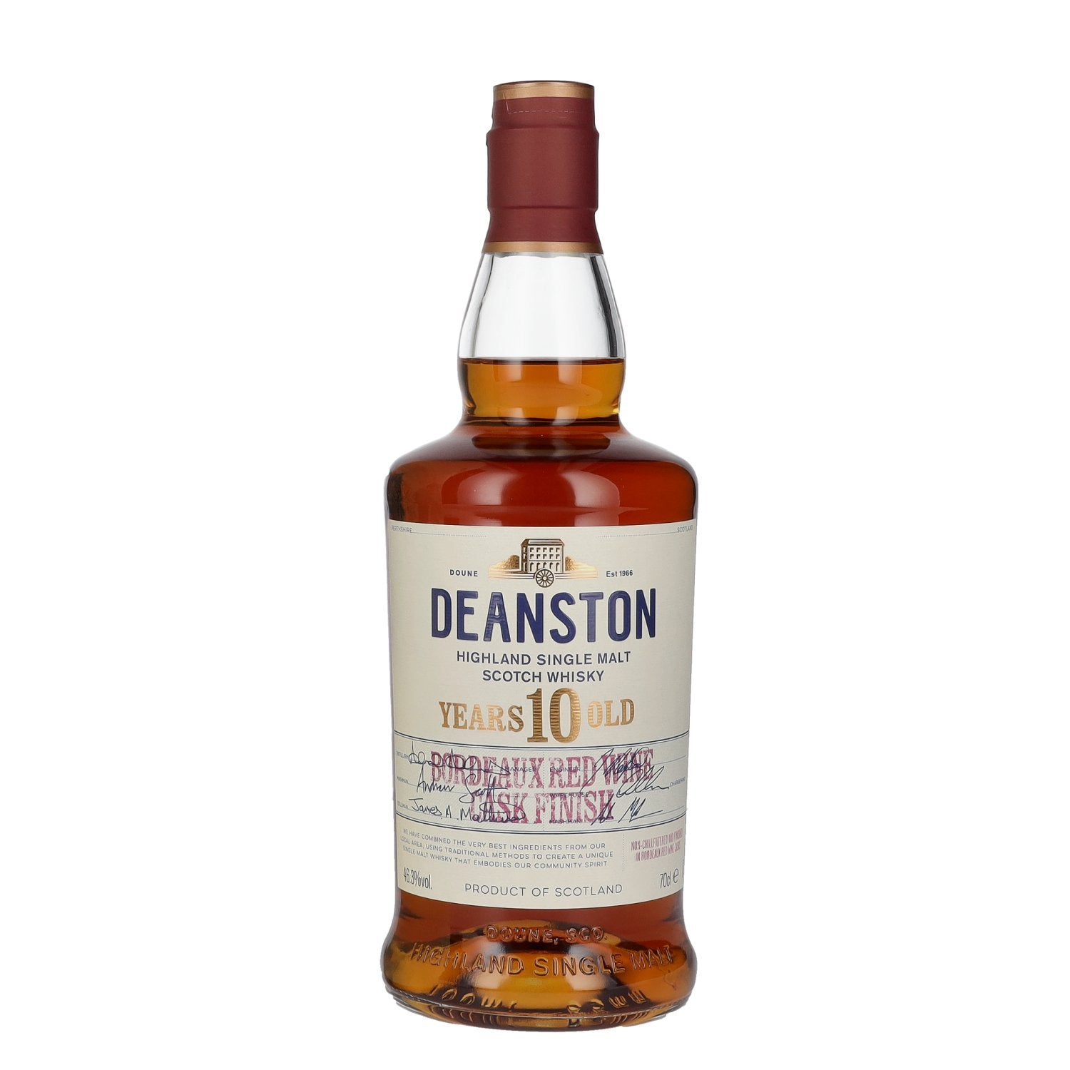 Deanston 10 Years Old Highland Single Malt Bordeaux Red Wine Cask Finish 46,3% Vol. 0,7l in Giftbox