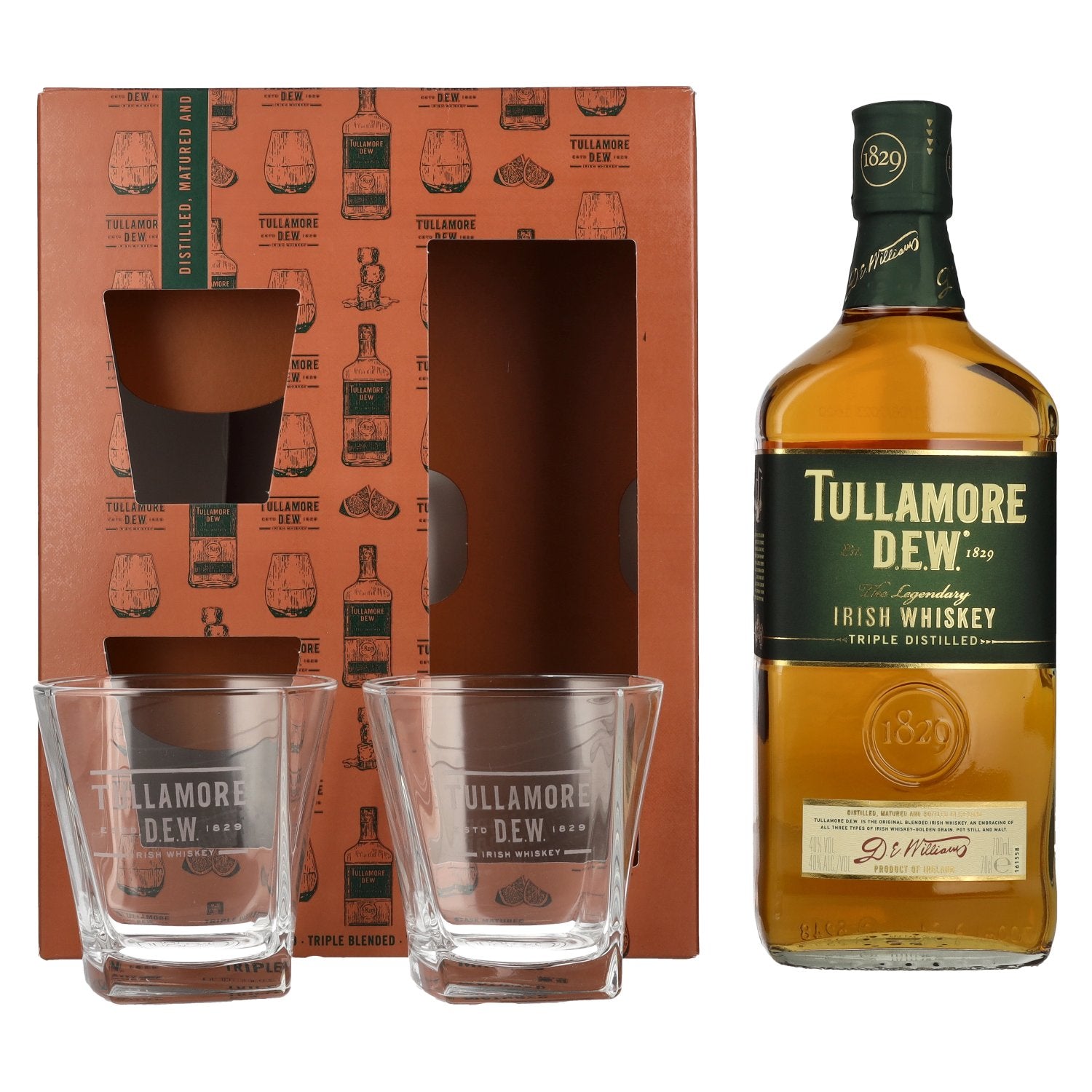 Tullamore D.E.W. Irish Whiskey 40% Vol. 0,7l in Giftbox with 2 glasses