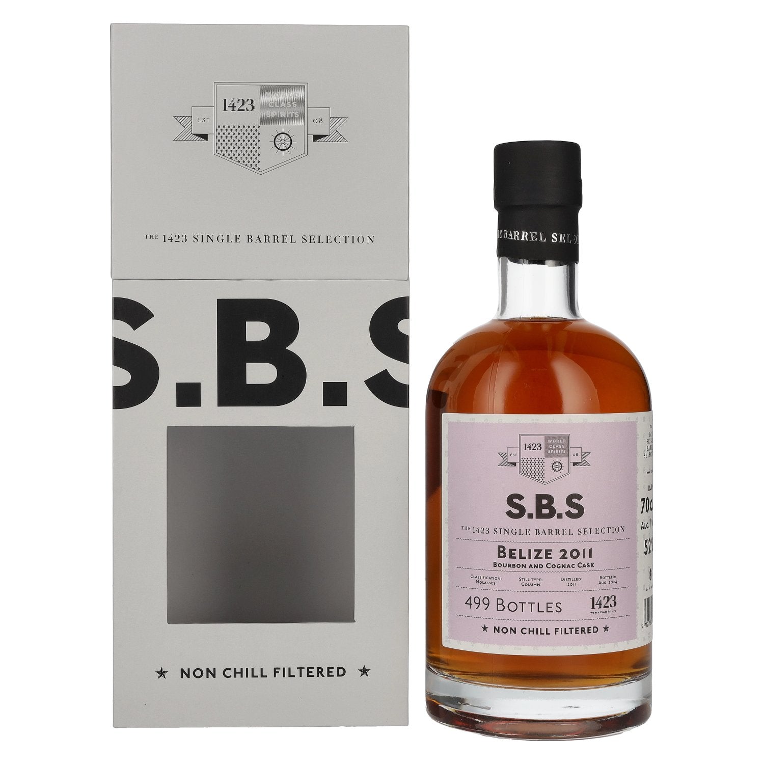 1423 S.B.S BELIZE Bourbon and Cognac Cask 2011 52% Vol. 0,7l