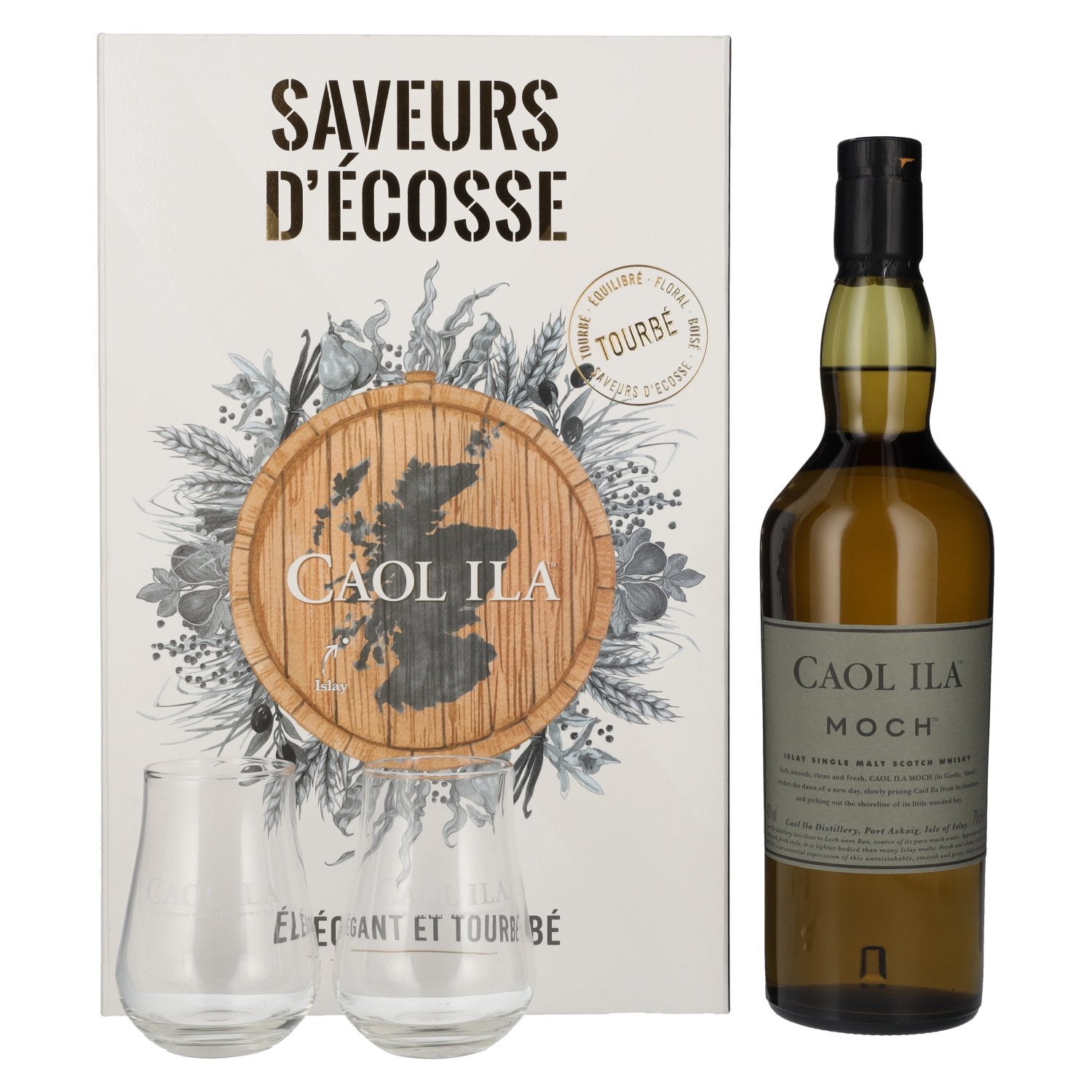 Caol Ila MOCH Saveurs D'Ecosse Set 43% Vol. 0,7l in Giftbox with 2 glasses