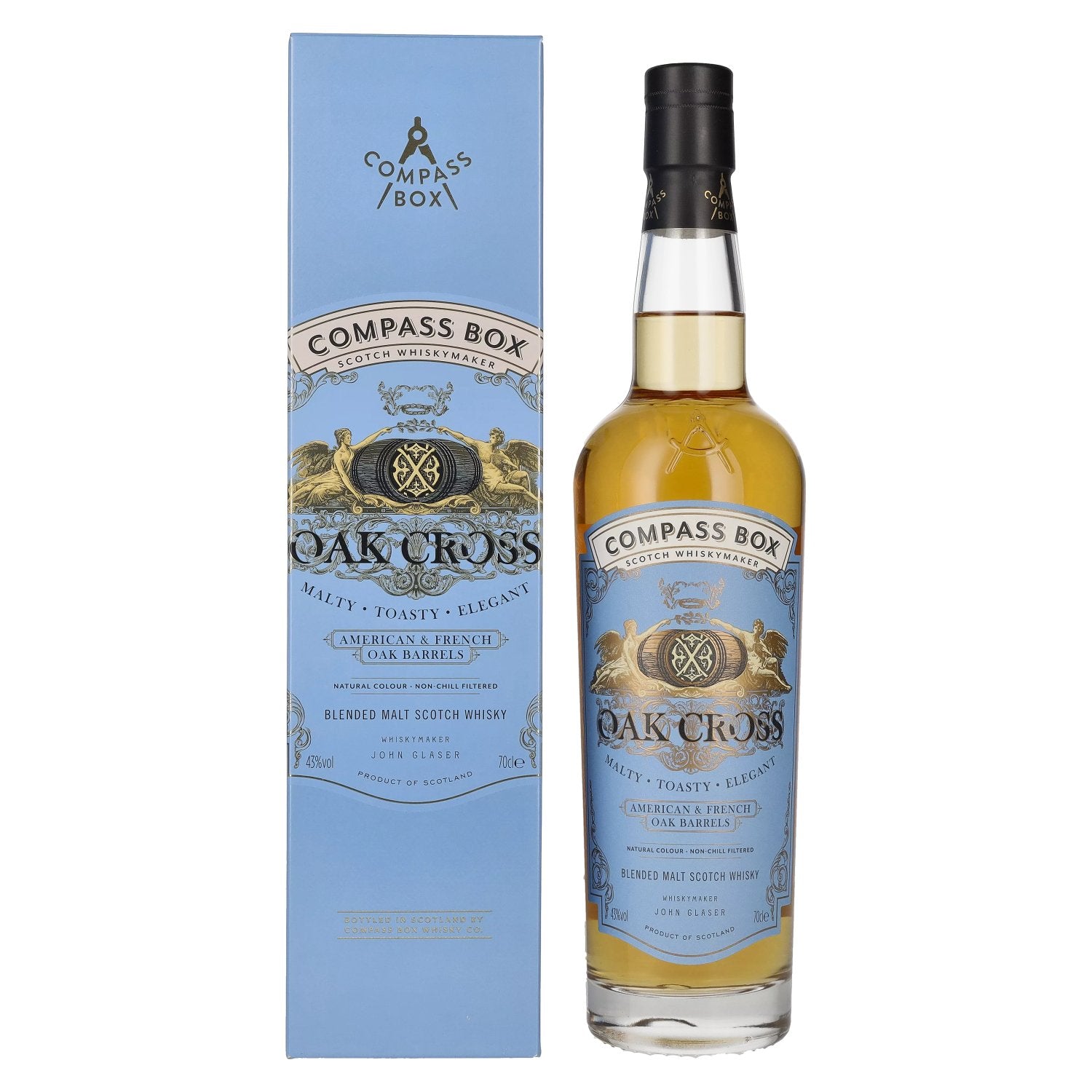 Compass Box OAK CROSS American & French Oak Barrels Blended Malt Whisky 43% Vol. 0,7l in Giftbox