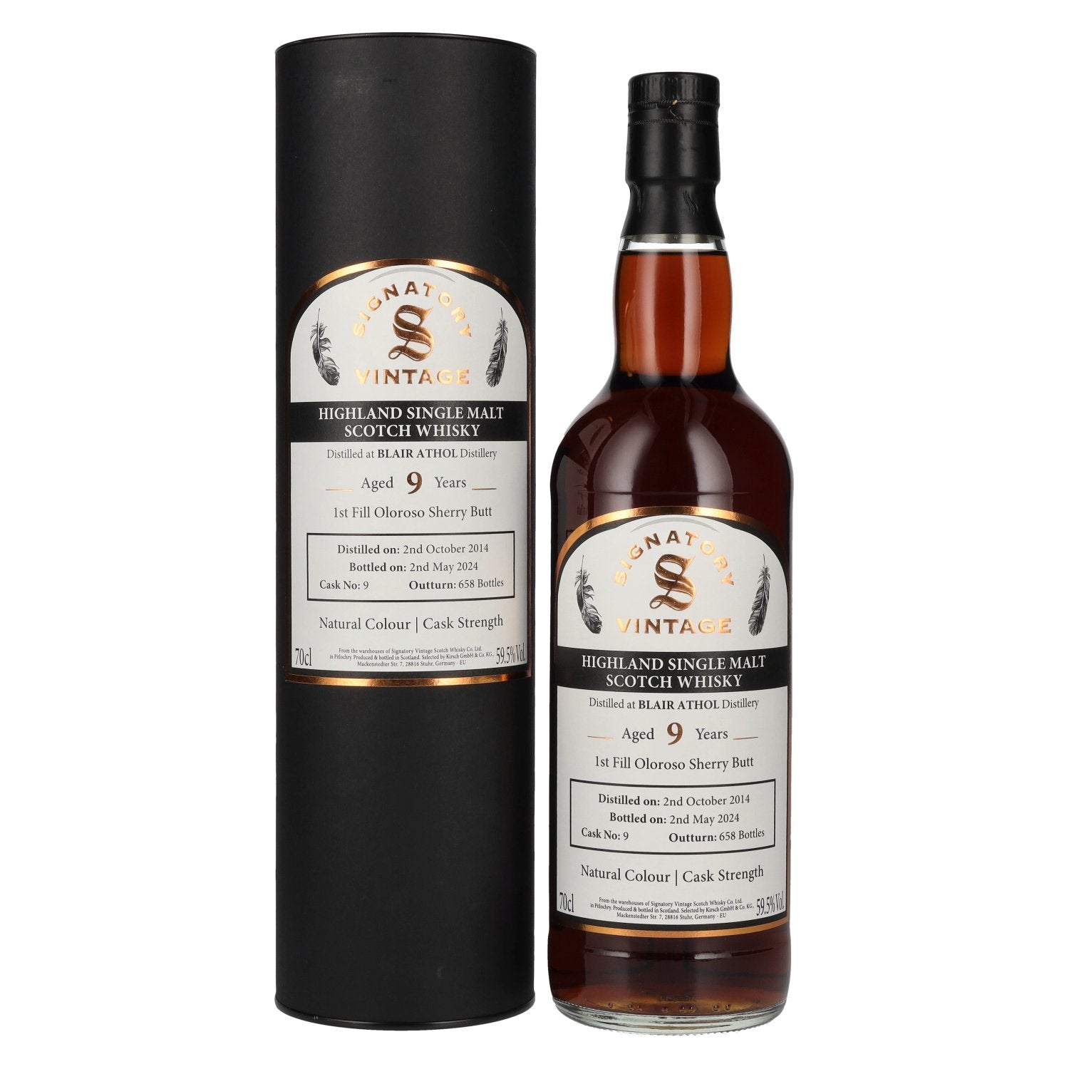 Signatory Vintage BLAIR ATHOL 9 Years Old Oloroso Sherry Sig CS 2014 59,5% Vol. 0,7l in Giftbox