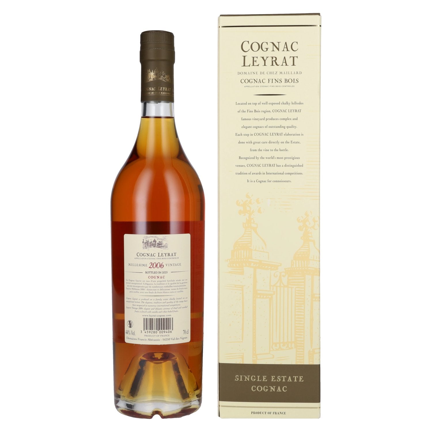 Cognac Leyrat Single Estate Cognac Vintage 2006 44% Vol. 0,7l in Giftbox