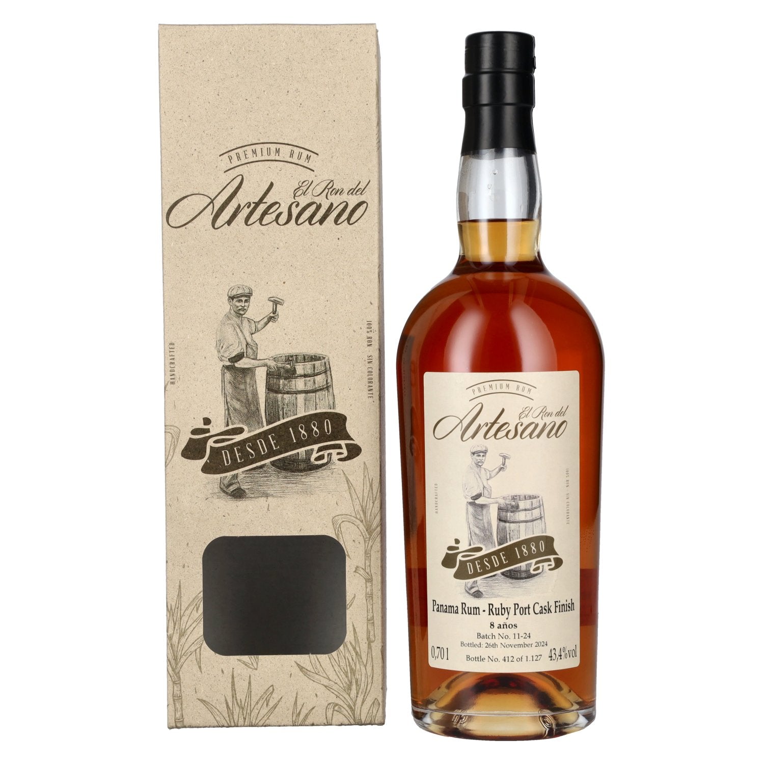 El Ron del Artesano 8 Anos Ruby Port Cask Finish Panama Rum 43,4% Vol. 0,7l in Giftbox