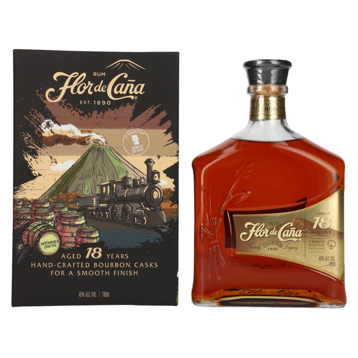 Flor de Cana 18 Years Old Family Estate 40% Vol. 0,7l in Giftbox