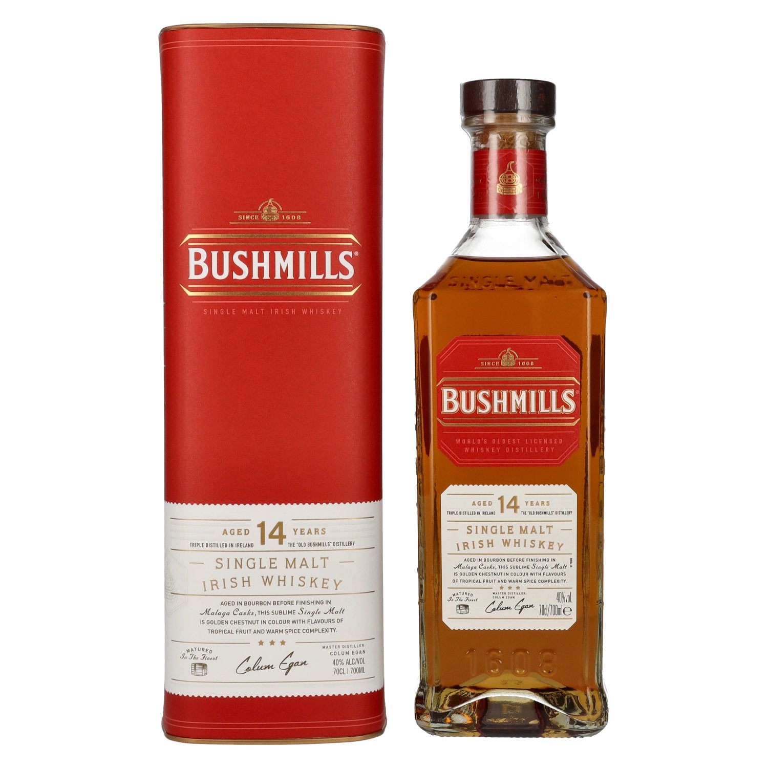 Bushmills 14 Years Old Single Malt Irish Whiskey MALAGA CASK Finish 40% Vol. 0,7l in Giftbox