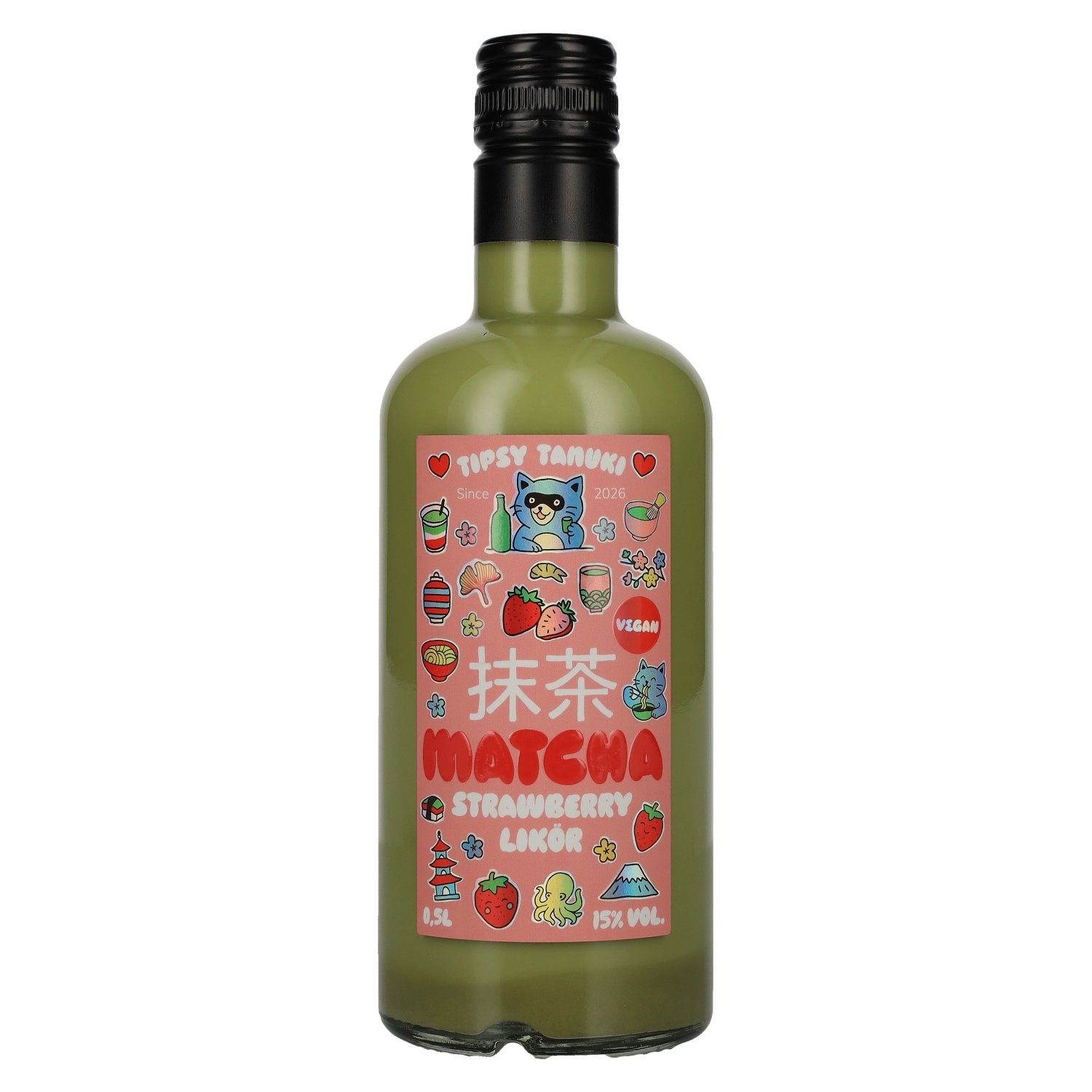 Tipsy Tanuki Matcha Strawberry Likoer 15% Vol. 0,5l
