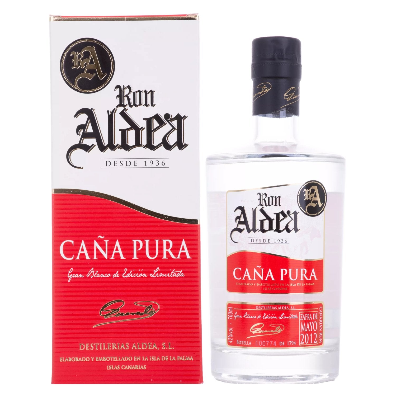 Ron Aldea CANA PURA Gran Blanco de Edicion Limitada 42% Vol. 0,7l in Giftbox