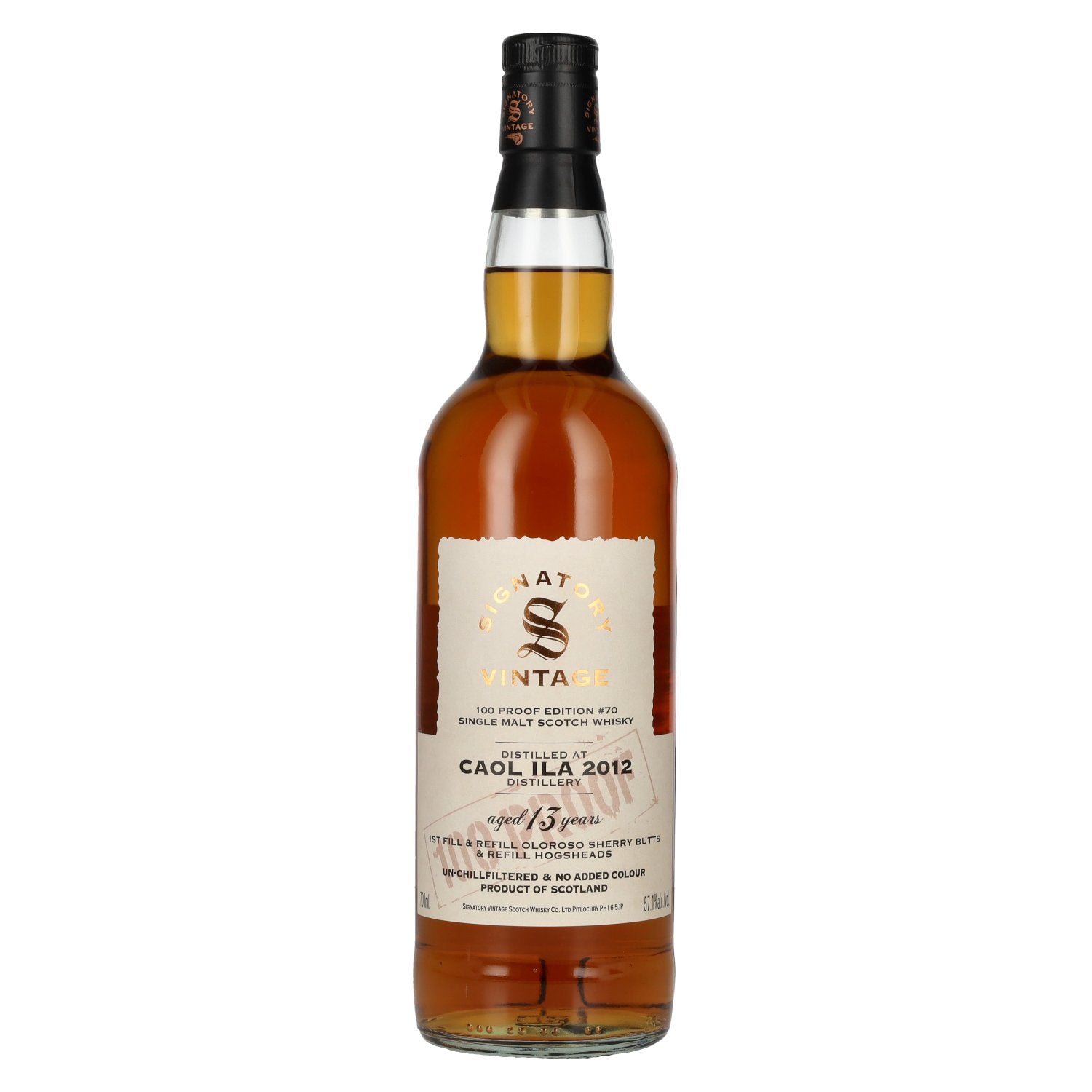 Signatory Vintage 100 Proof Edition CAOL ILA 13 Years Old Single Malt #70 2012 57,1% Vol. 0,7l