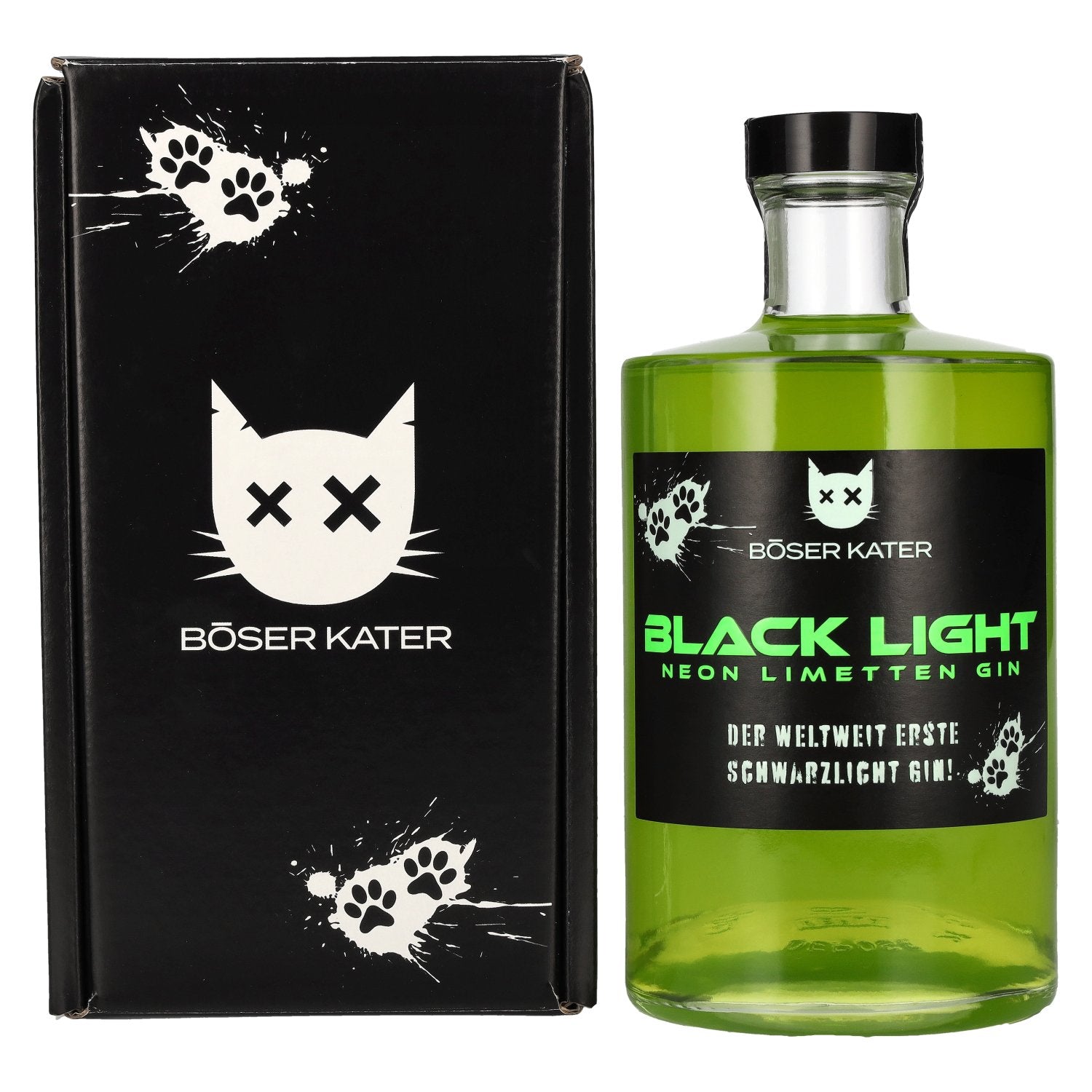 BOESER KATER Black Light Neon Limetten Gin 40% Vol. 0,5l in Giftbox