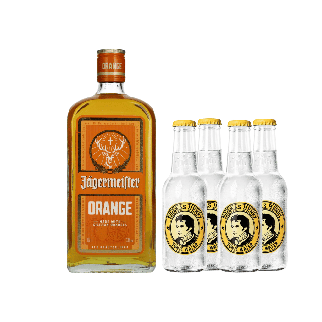 Jaegermeister Orange 33% Vol. 0,7l & Thomas Henry Tonic Water (4 bottles) Set