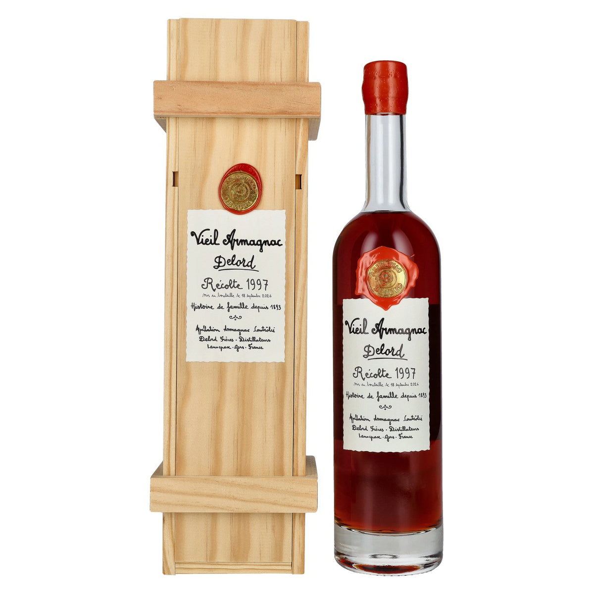 Vieil Armagnac Delord Vintage Recolte 1997 40% Vol. 0,7l in Holzkiste