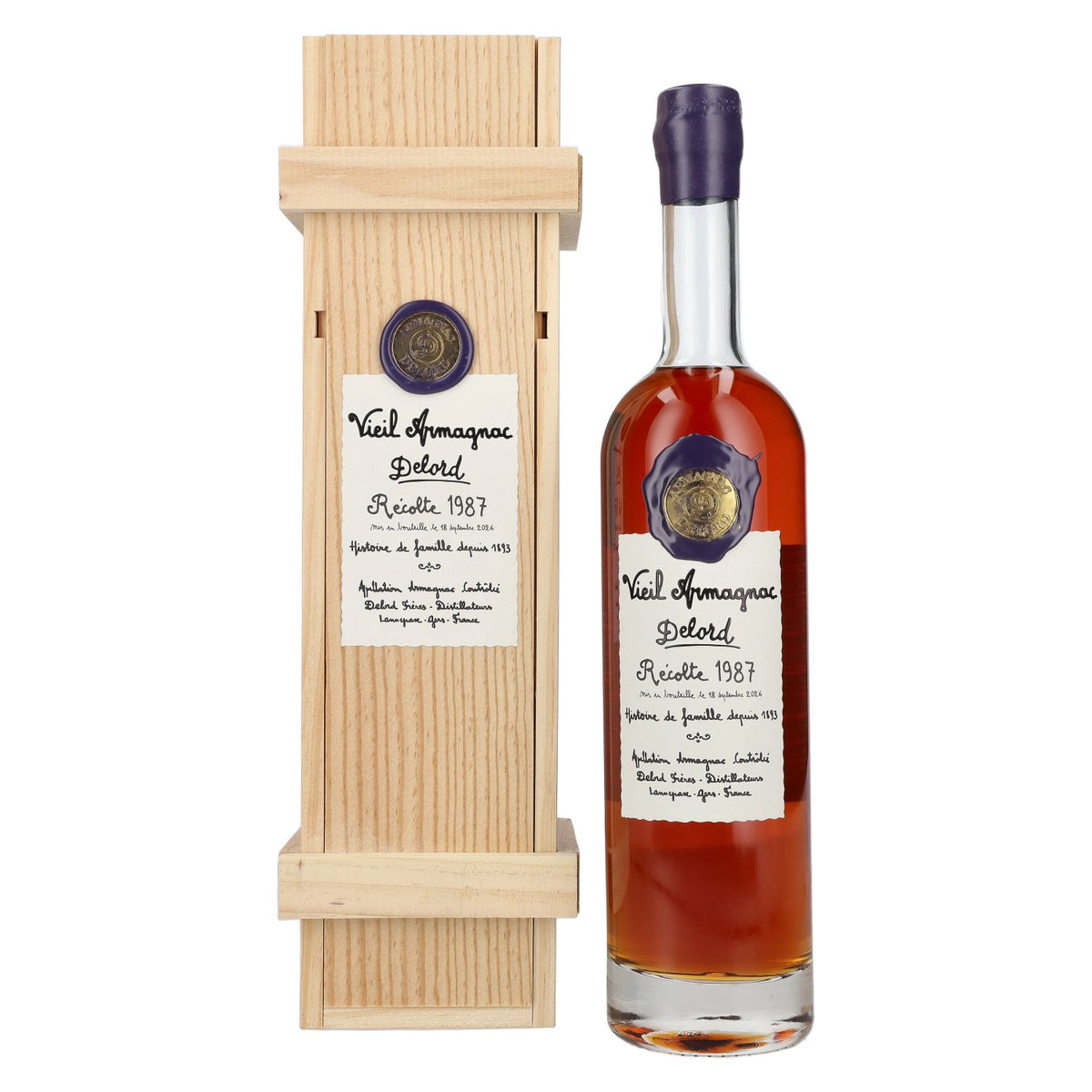 Vieil Armagnac Delord Vintage Recolte 1987 40% Vol. 0,7l in Holzkiste