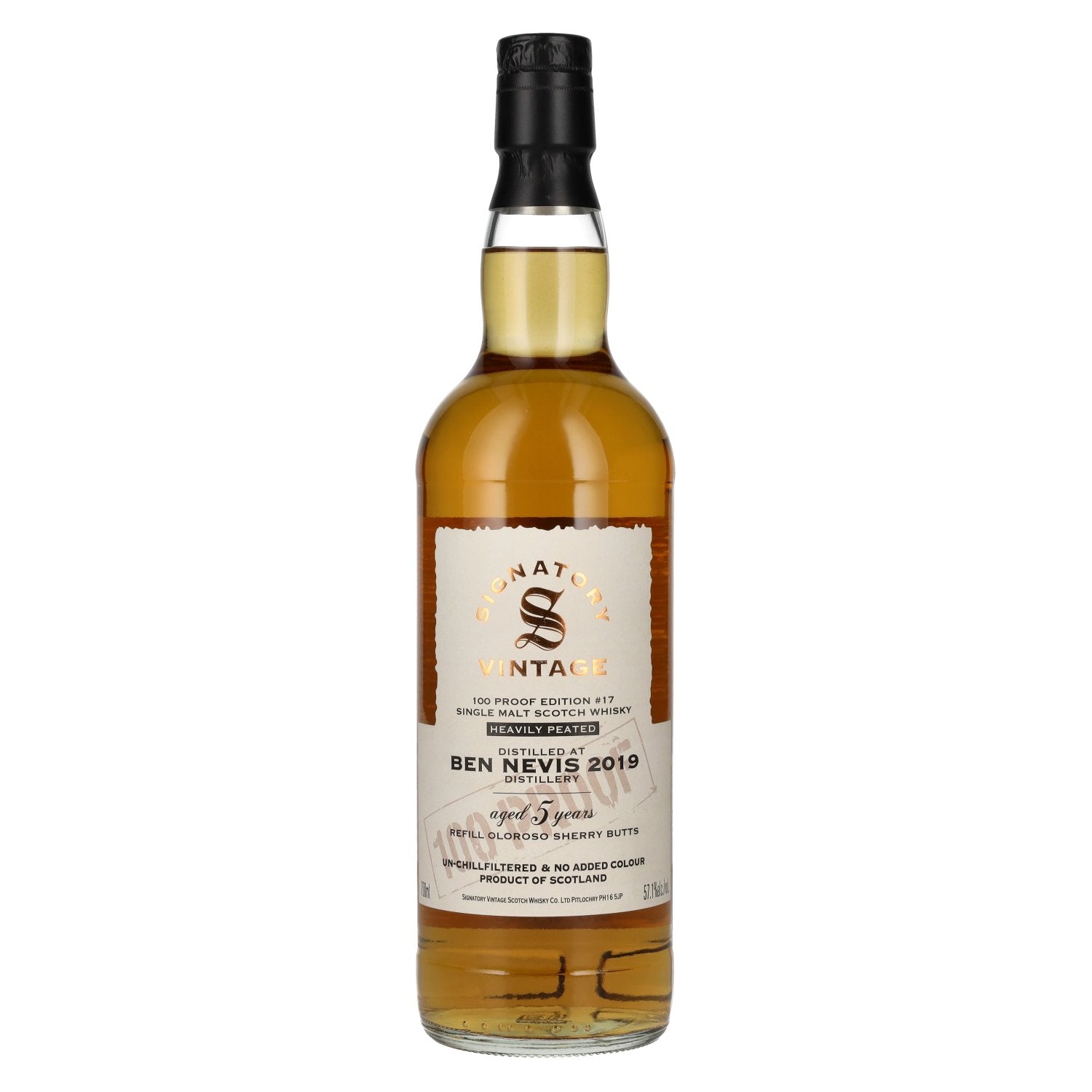 Signatory Vintage 100 Proof Edition BEN NEVIS PEATED 5 Years Old Single Malt #17 2019 57,1% Vol. 0,7l