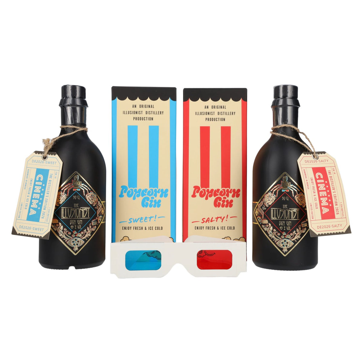 The Illusionist Dry Gin Distiller's The Cinema Edition SWEET N' SALTY 2026 45% Vol. 2x0,5l in Giftbox with 3D Brille