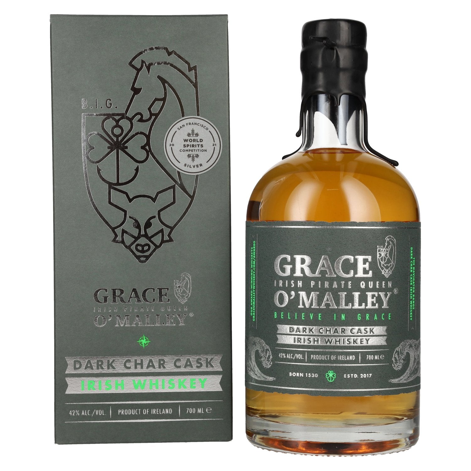 Grace O' Malley Irish Pirate Queen Whiskey Dark Char Cask 42% Vol. 0,7l in Giftbox