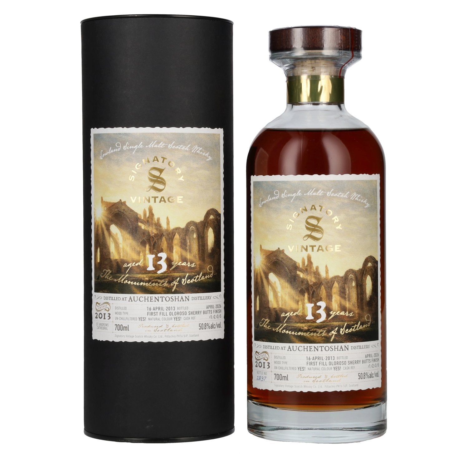 Signatory Vintage AUCHENTOSHAN 13 Years Old 1st Fill Oloroso Sherry Butt Monuments 2013 50,8% Vol. 0,7l in Giftbox