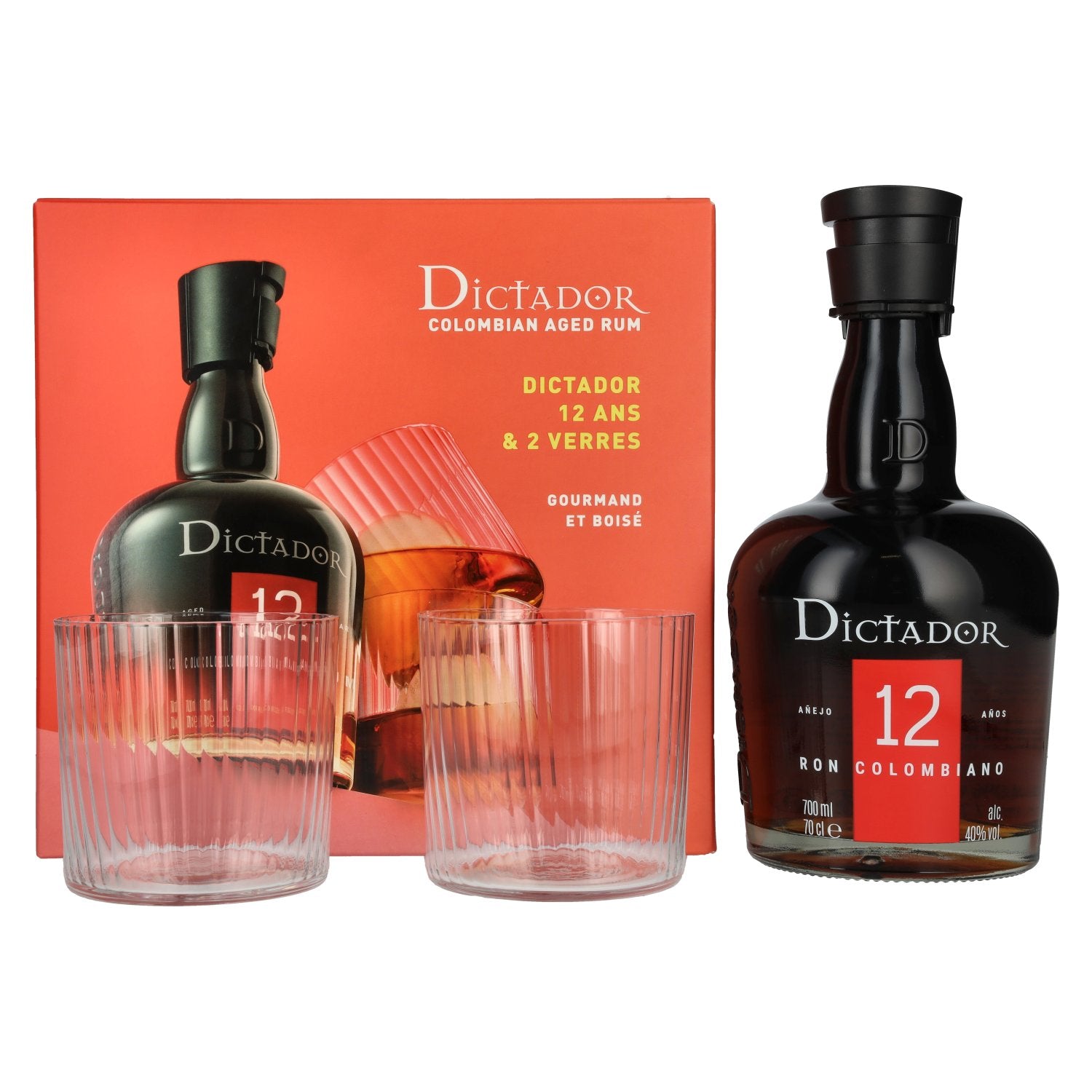 Dictador 12 Years Old ICON RESERVE Colombian Rum 40% Vol. 0,7l in Giftbox with 2 glasses