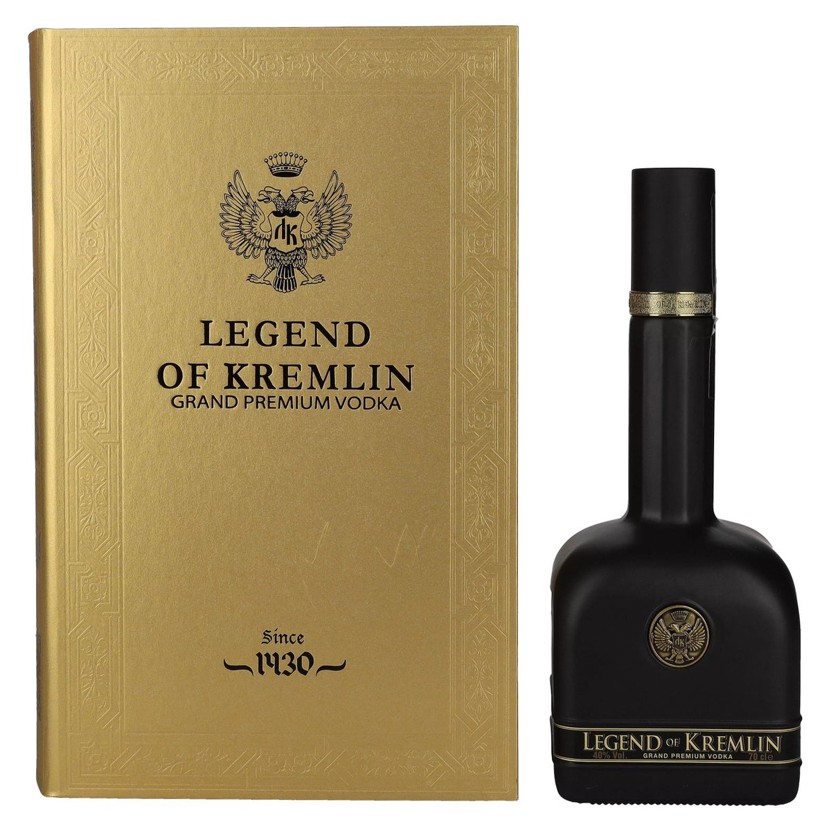 Legend of Kremlin Premium Russian Vodka BLACK BOTTLE-GOLD BOOK 40% Vol. 0,7l in Giftbox