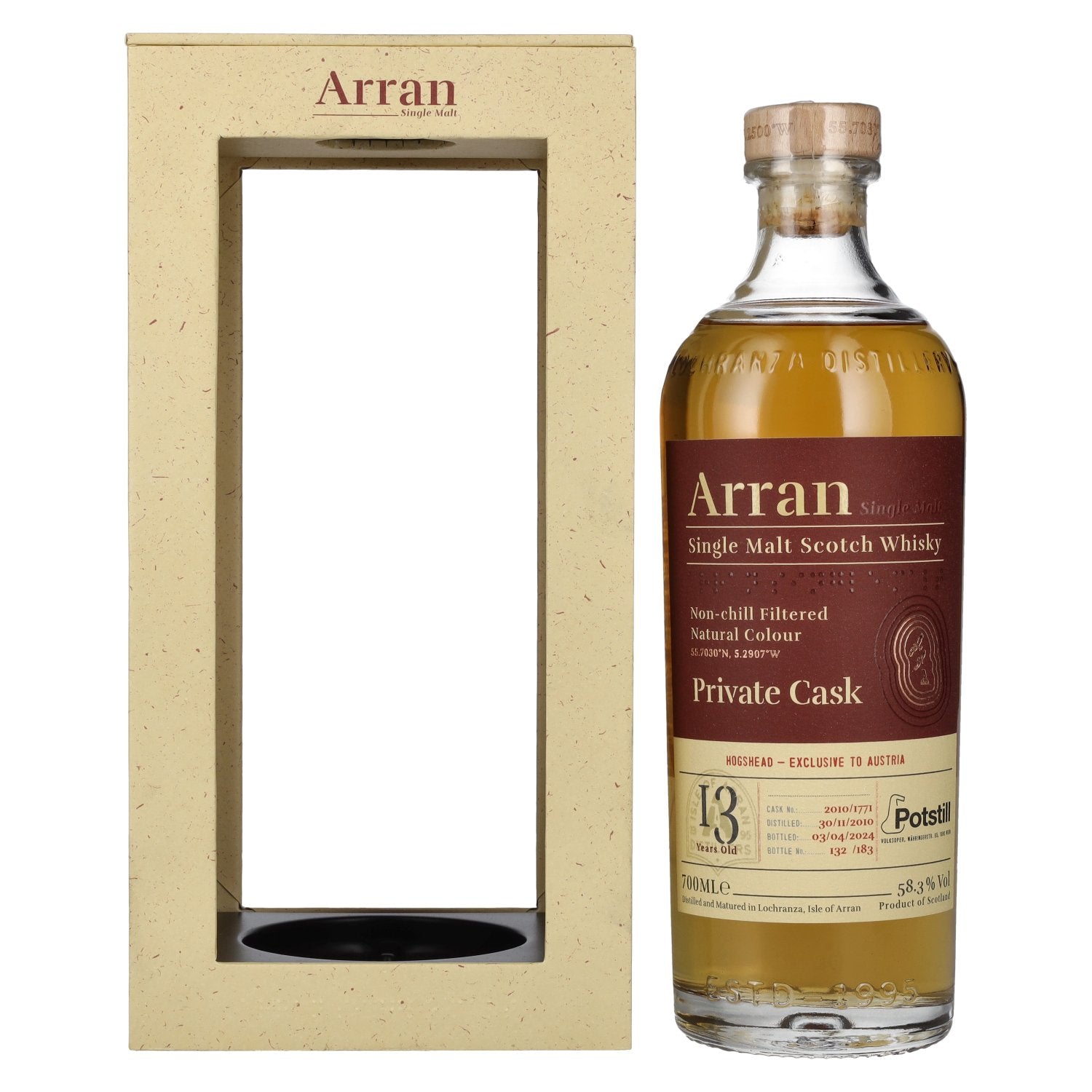 Arran 13 Years Old POTSTILL PRIVATE CASK Single Malt Scotch Whisky 58,3% Vol. 0,7l in Giftbox