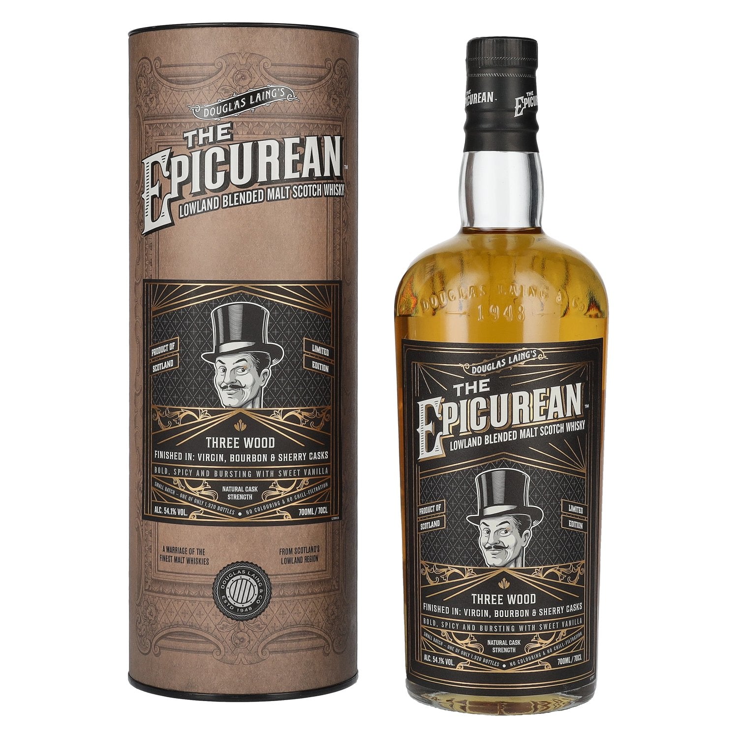 Douglas Laing THE EPICUREAN Three Wood Lowland Blended Malt 54,1% Vol. 0,7l in Giftbox