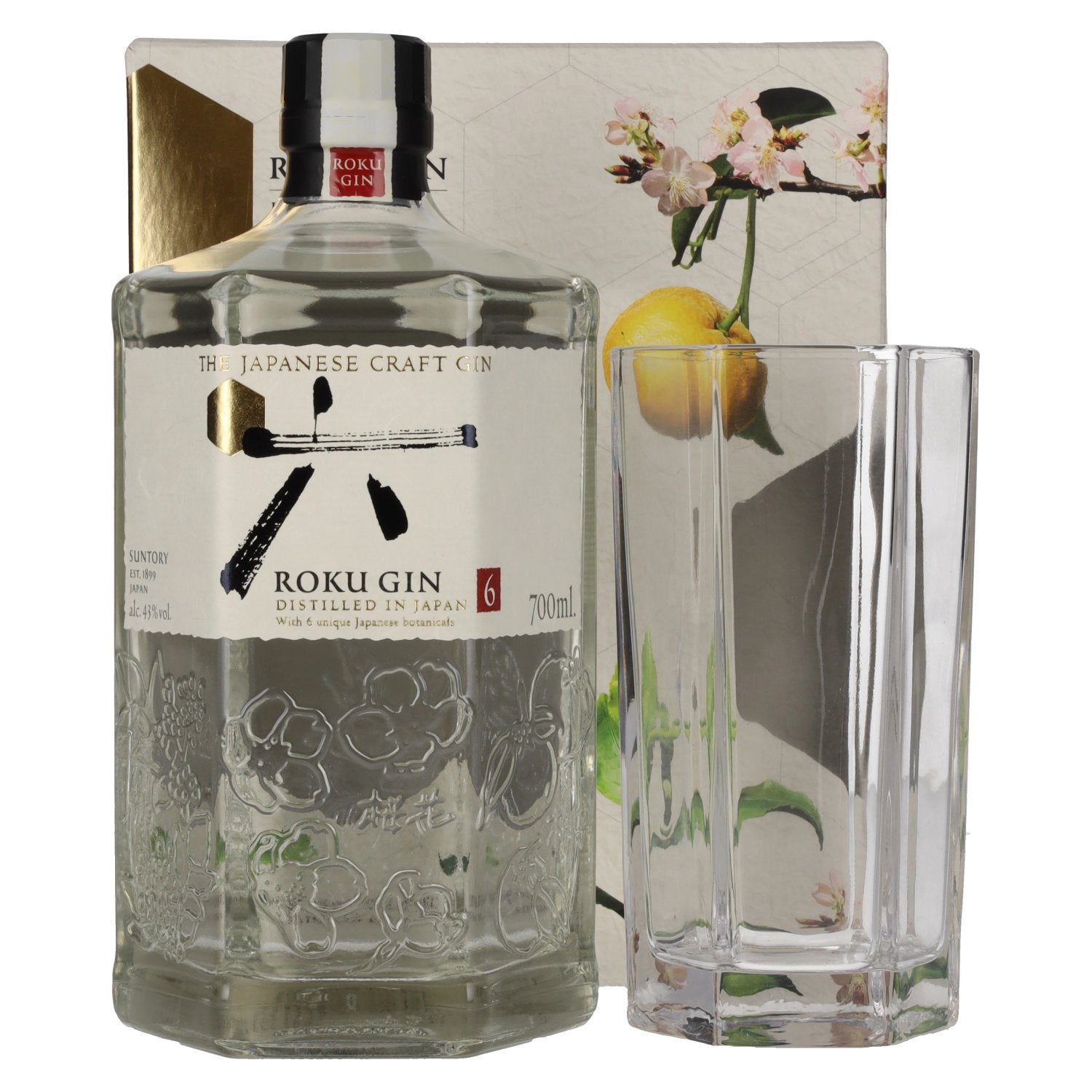 Roku Gin The Japanese Craft Gin 43% Vol. 0,7l in Giftbox with glass