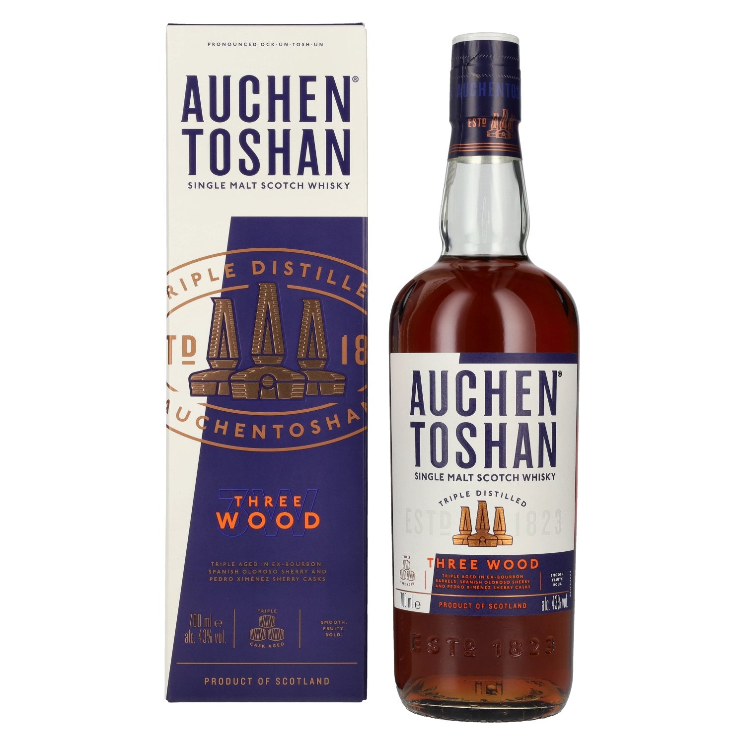 Auchentoshan THREE WOOD Single Malt Scotch Whisky 43% Vol. 0,7l in Giftbox