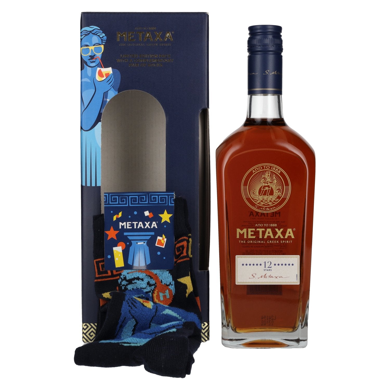 Metaxa 12 Stars 40% Vol. 0,7l in Giftbox with Socken