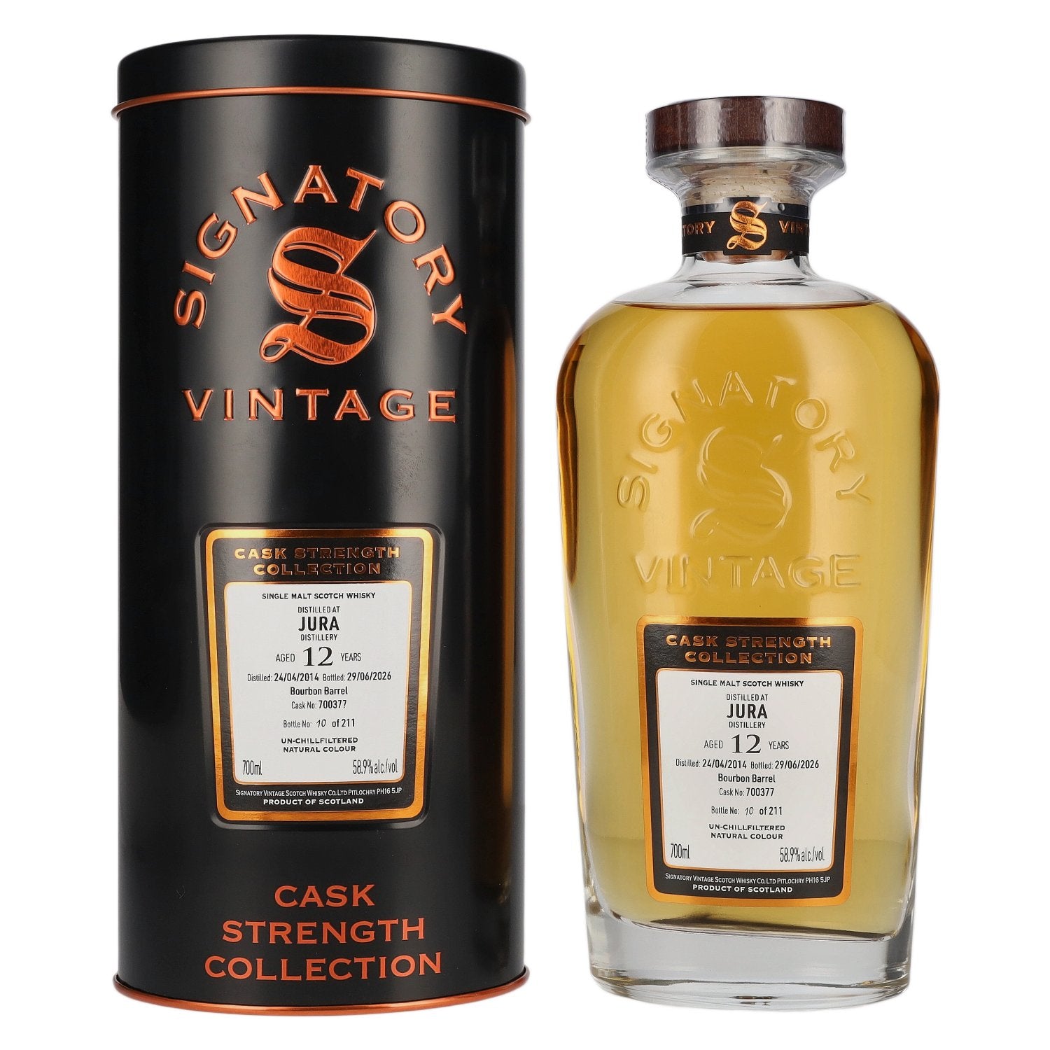 Signatory Vintage JURA 12 Years Old Bourbon Barrel Cask Strength #700377 2014 58,9% Vol. 0,7l in Tinbox