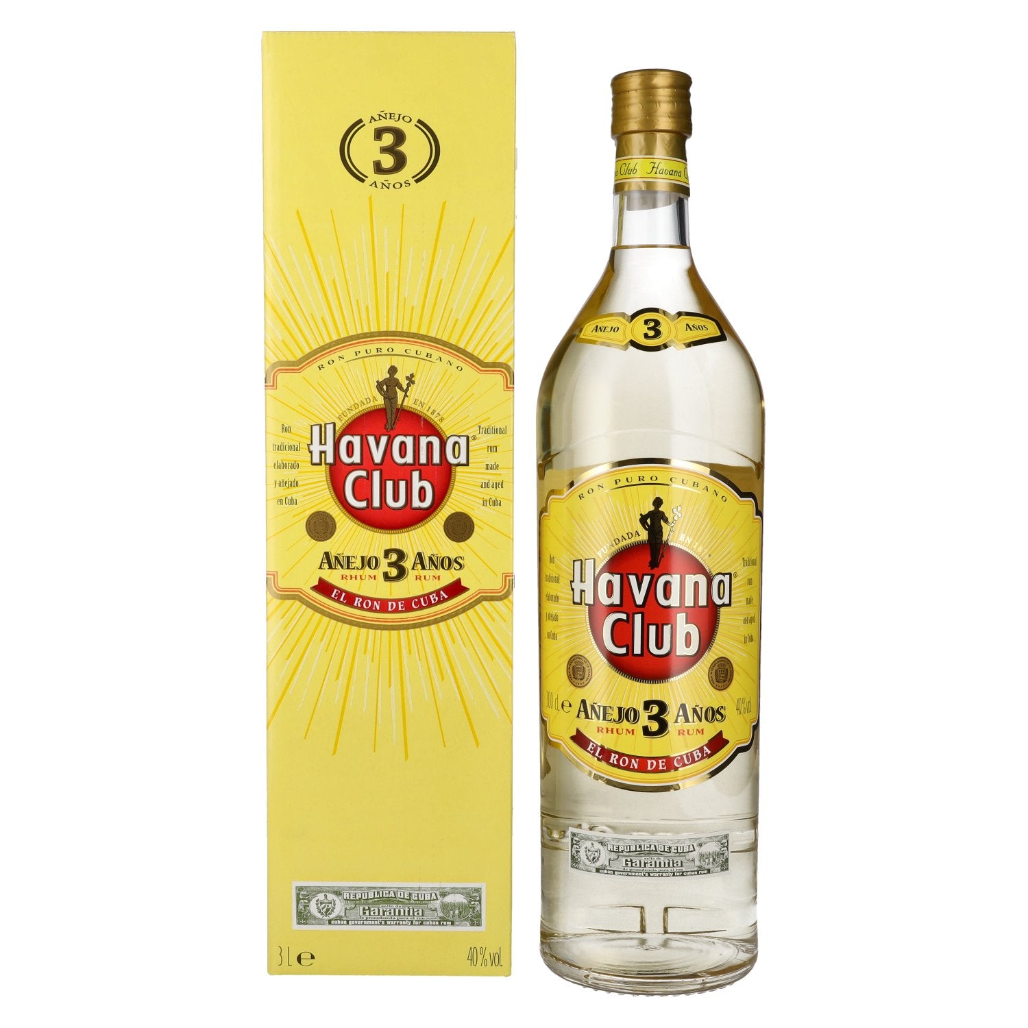 Havana Club Anejo 3 Anos Rum 40% Vol. 3l in Giftbox