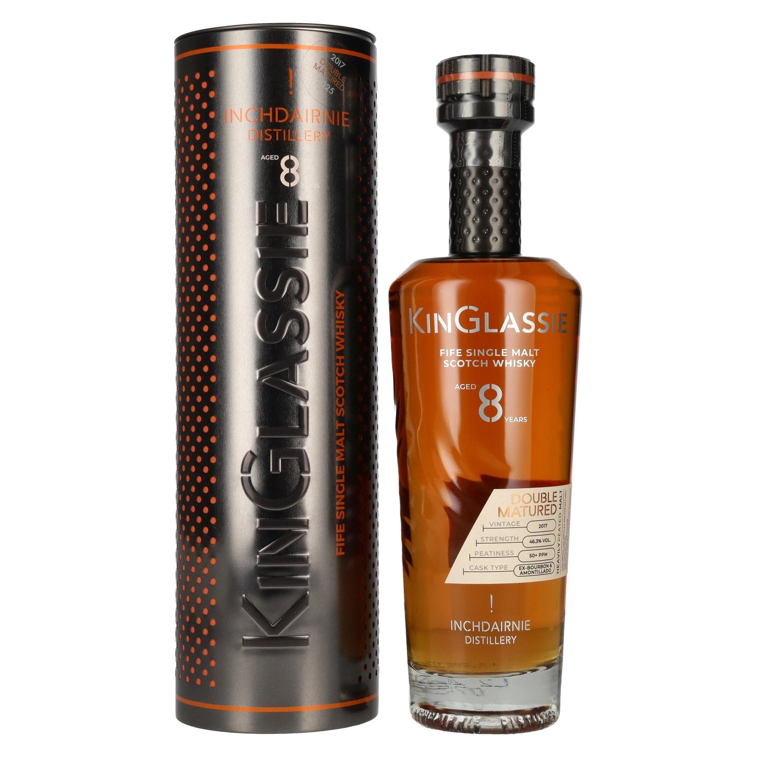 Inchdairnie Kinglasssie 8 Years Old Double Matured Fife Single Malt Scotch Whisky 46,3% Vol. 0,7l in Tinbox