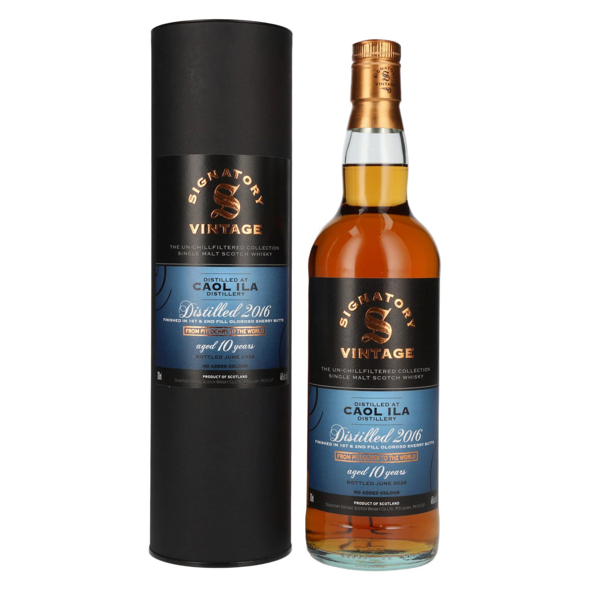 Signatory Vintage CAOL ILA 10 Years Old The Un-Chillfiltered 2016 46% Vol. 0,7l in Giftbox