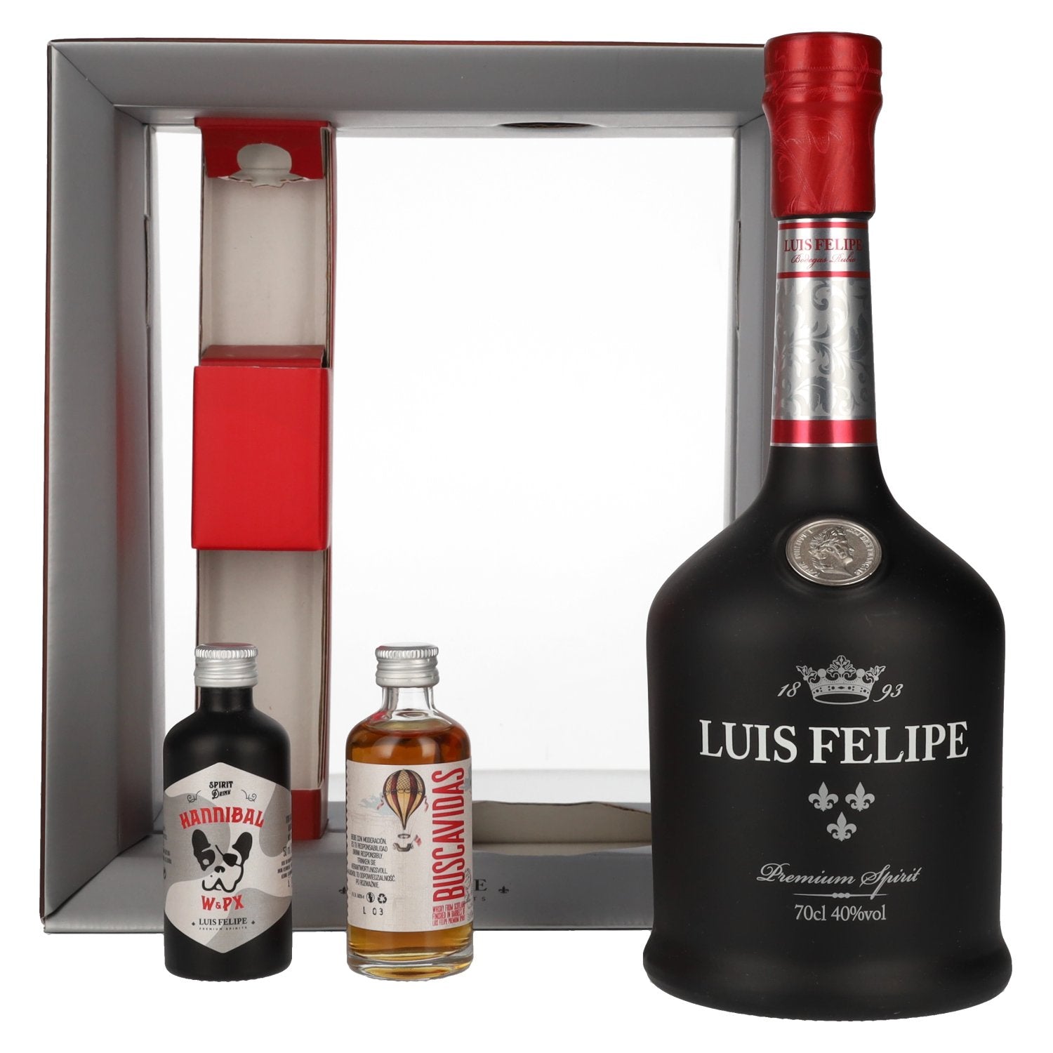 Luis Felipe Premium Brandy 39,7% Vol. 0,7l in Giftbox with 2 Miniaturen 0,05l