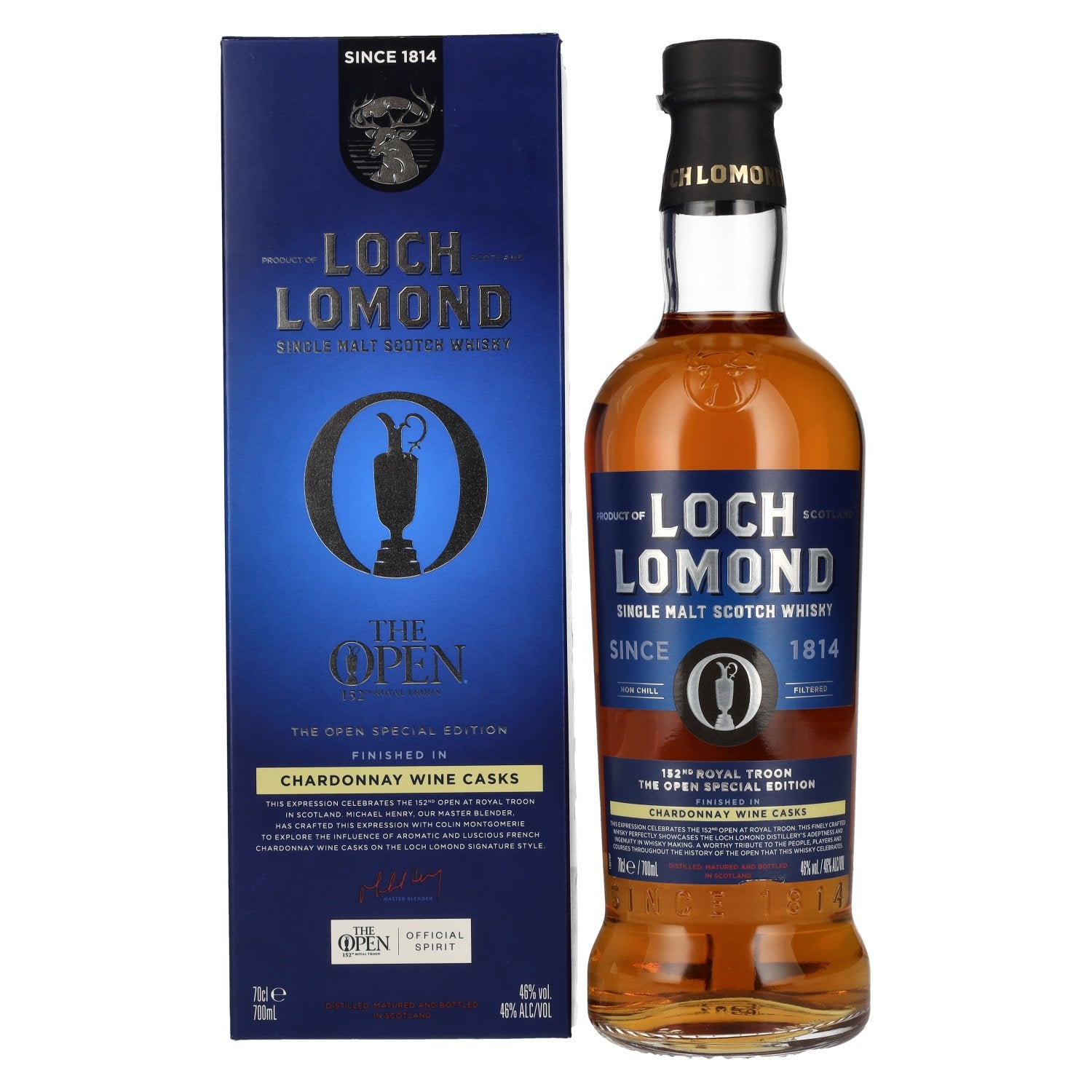 Loch Lomond THE OPEN 152th Royal Troon Chardonnay Wine Cask Finish 46% Vol. 0,7l in Giftbox