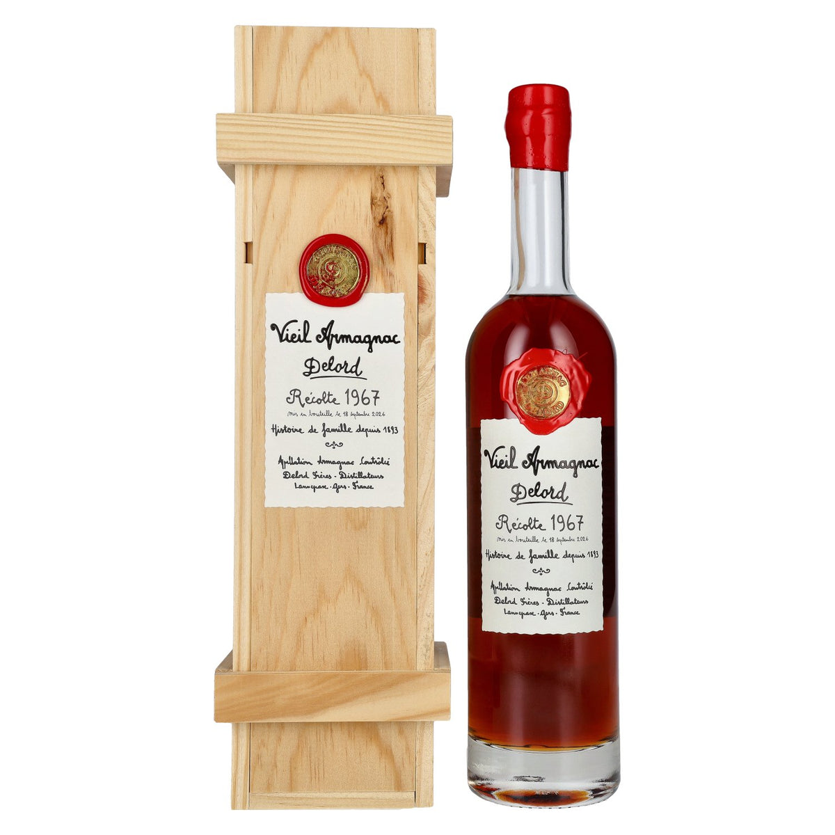 Vieil Armagnac Delord Vintage Recolte 1967 40% Vol. 0,7l in Holzkiste