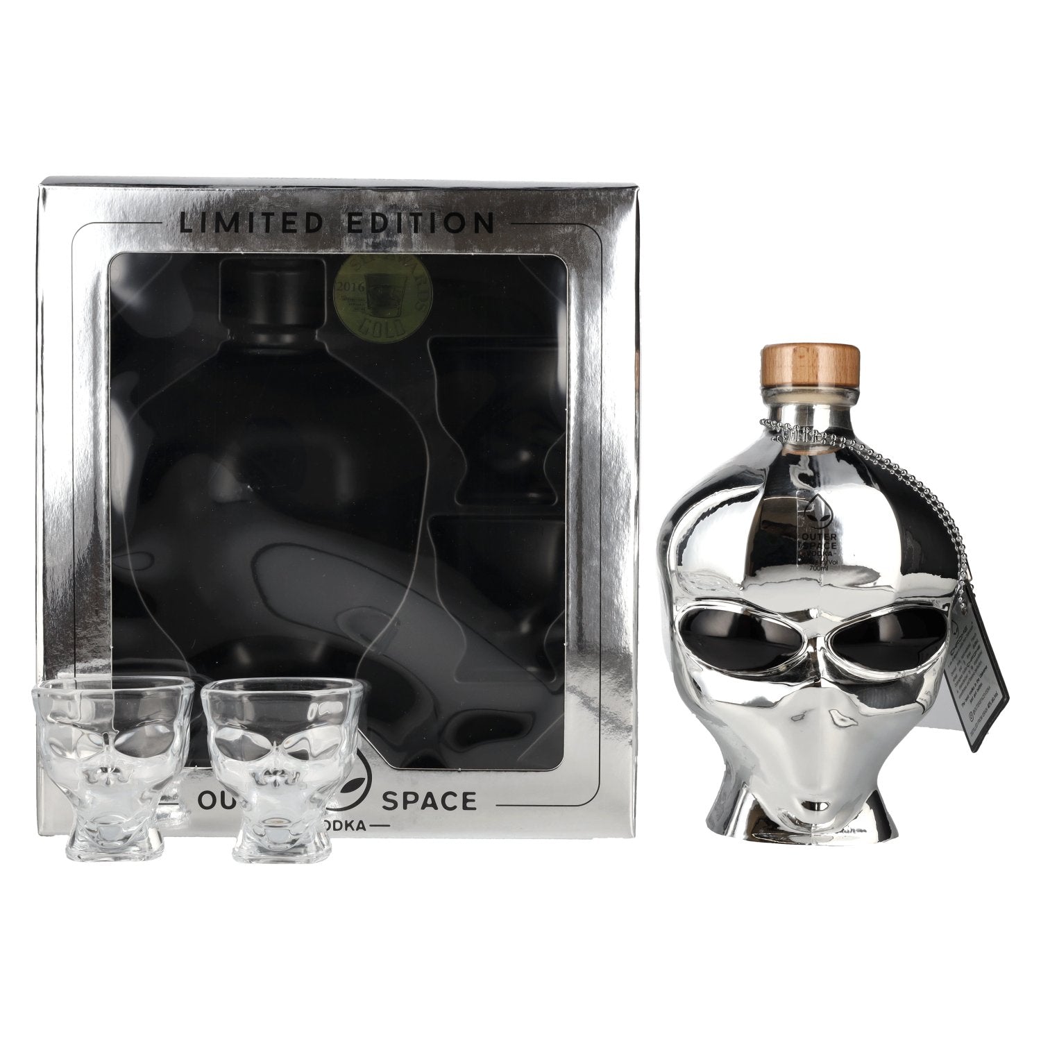 Outerspace Vodka Chrome Limited Edition 40% Vol. 0,7l in Giftbox and 2 Shotglaeser