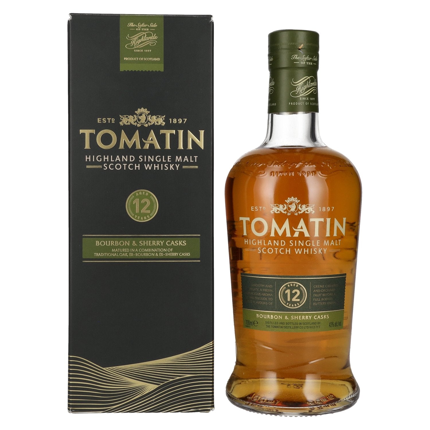 Tomatin 12 Years Old BOURBON & SHERRY CASKS 43% Vol. 0,7l in Giftbox