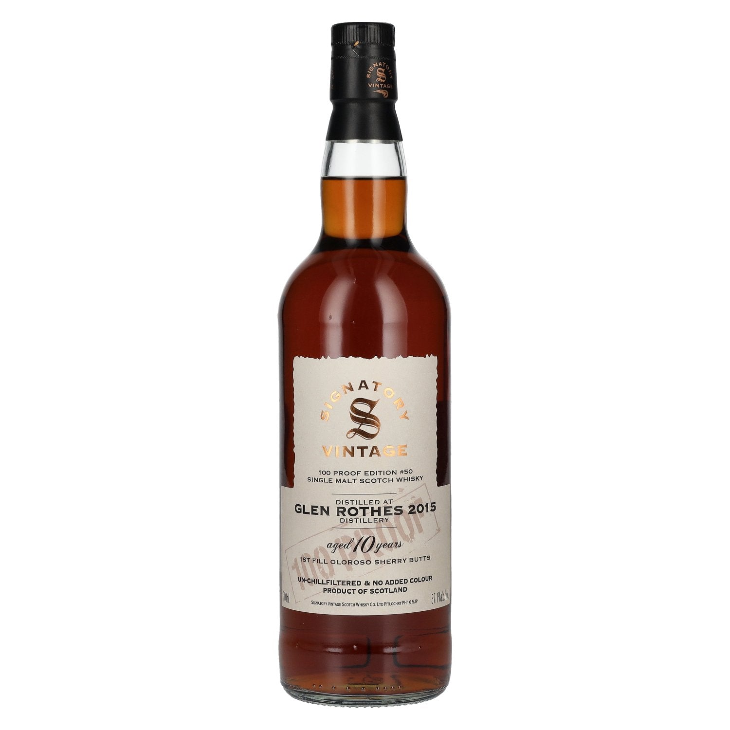 Signatory Vintage 100 Proof Edition GLEN ROTHES 10 Years Old Single Malt #50 2015 57,1% Vol. 0,7l