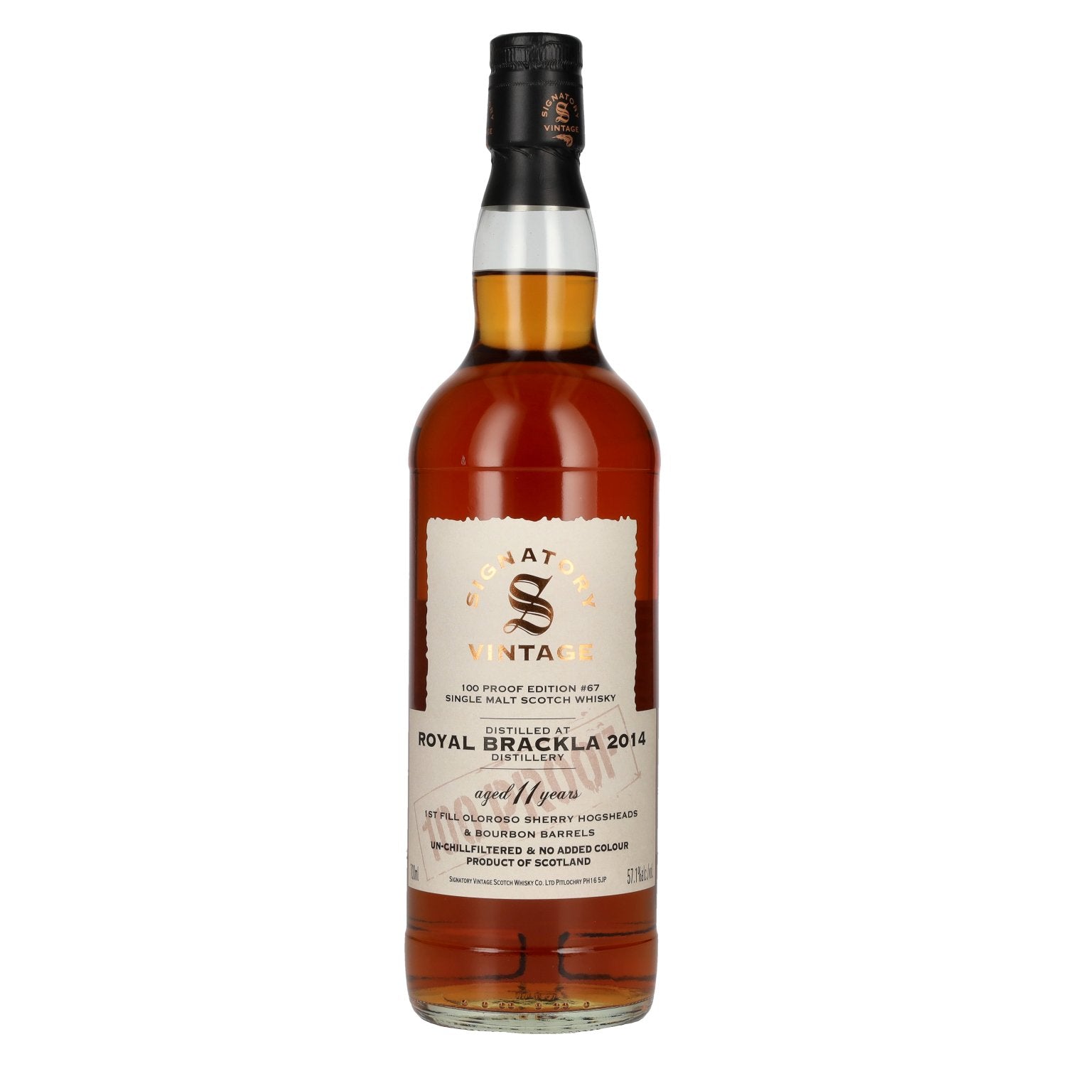 Signatory Vintage 100 Proof Edition ROYAL BRACKLA 11 Years Old Single Malt #67 2014 57,1% Vol. 0,7l