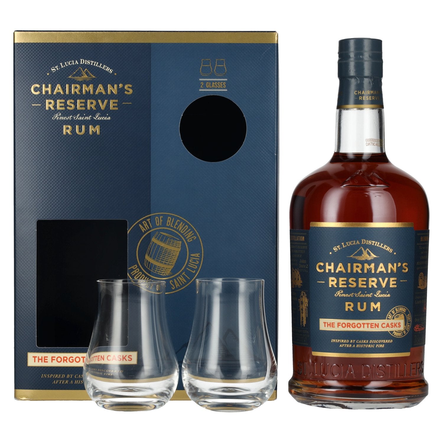 Chairman's Reserve THE FORGOTTEN CASKS Finest St. Lucia Rum 40% Vol. 0,7l in Giftbox with 2 glasses